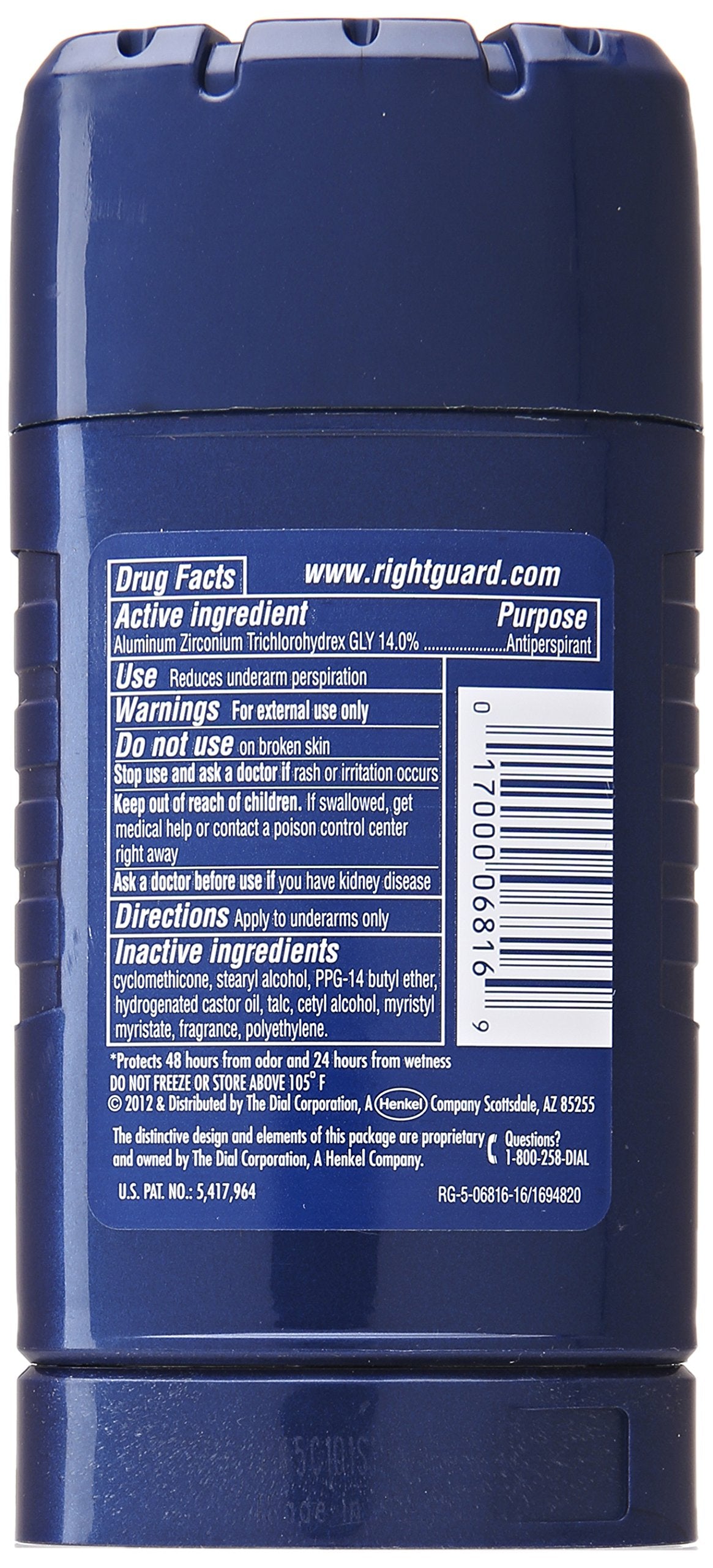 Right Guard Sport Active 48 HR Odor Protection Anti-Perspirant Deodorant, 2.6 oz (Pack of 6)