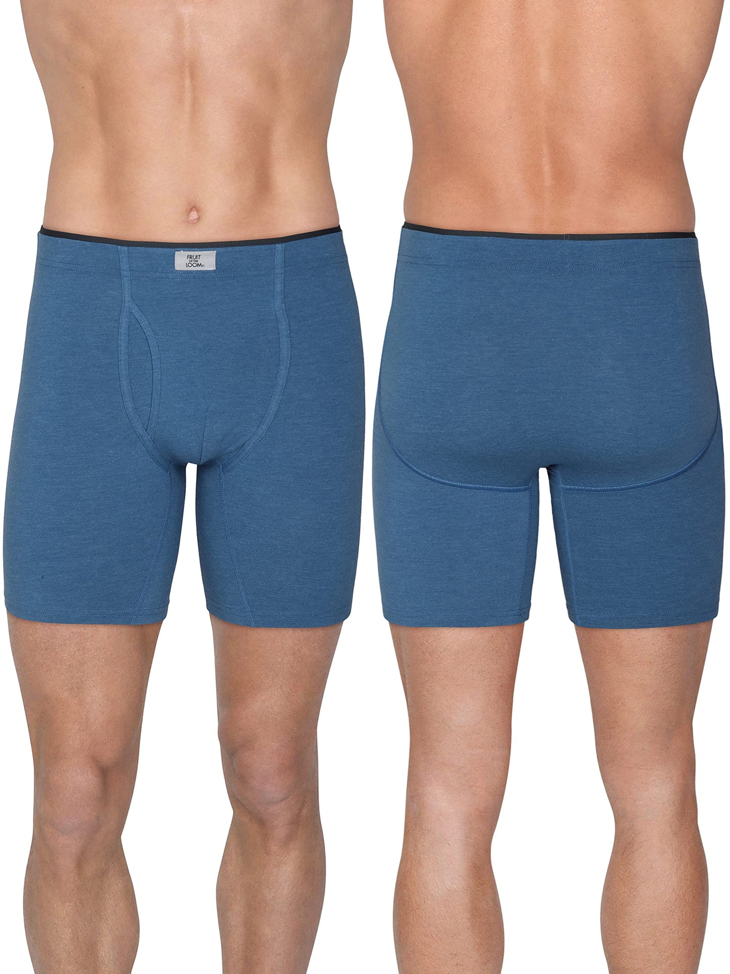 Fruit of the Loom Men's Crafted Comfort Stretch Boxer Briefs, Regular Leg-Covered Waistband-Assorted, X-Large
