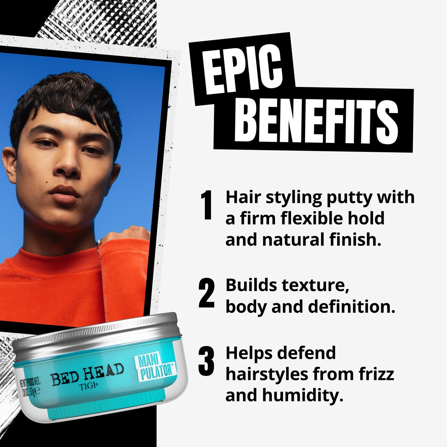 Bed Head by TIGI Manipulator Texturizing Putty - Premium Hair Putty for Men & Women - Incredible Texture & Style - For Styling Short to Medium Hair - Finish on Wet or Dry Hair - 2.01 oz (Pack of 2)