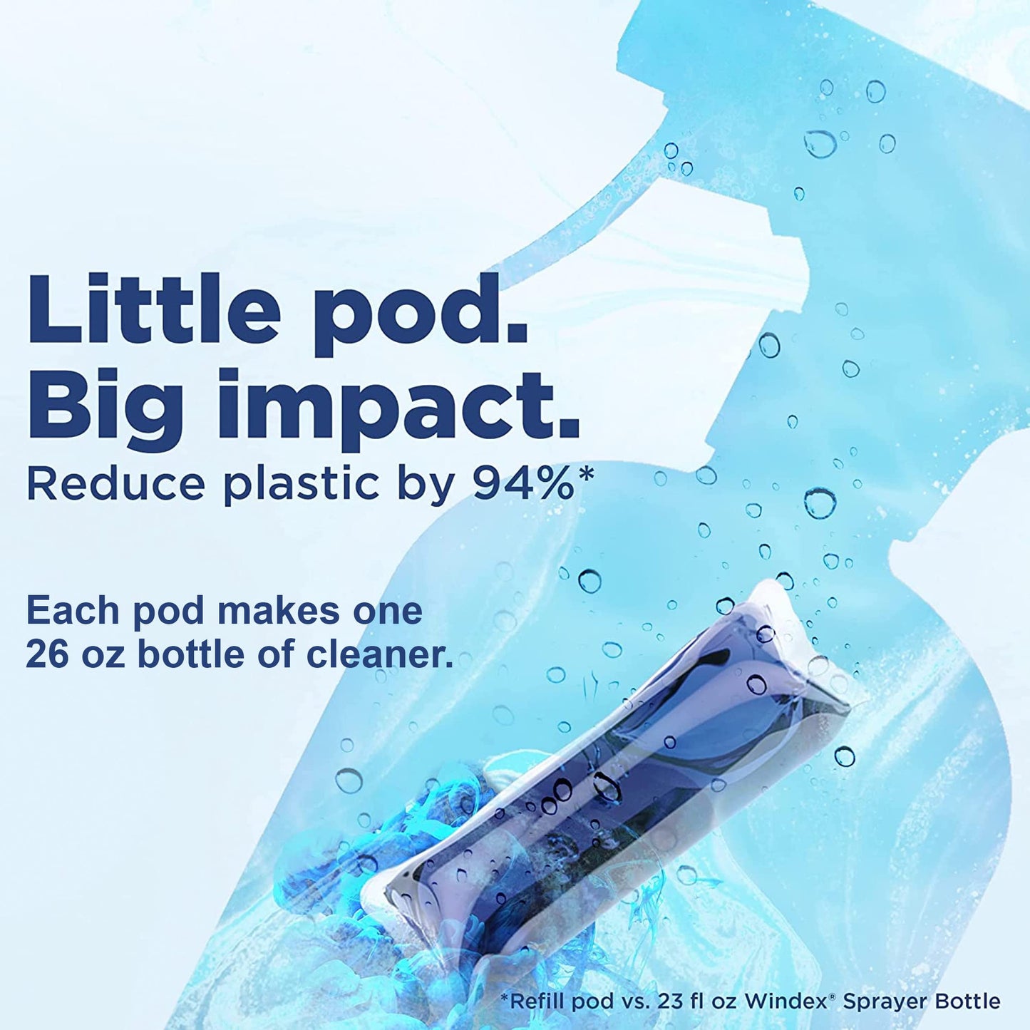 Windex Dissolve Concentrated Pods, Glass Cleaner Starter Kit contains 1 Reusable Bottle, 3 Concentrated Dissolvable Pod