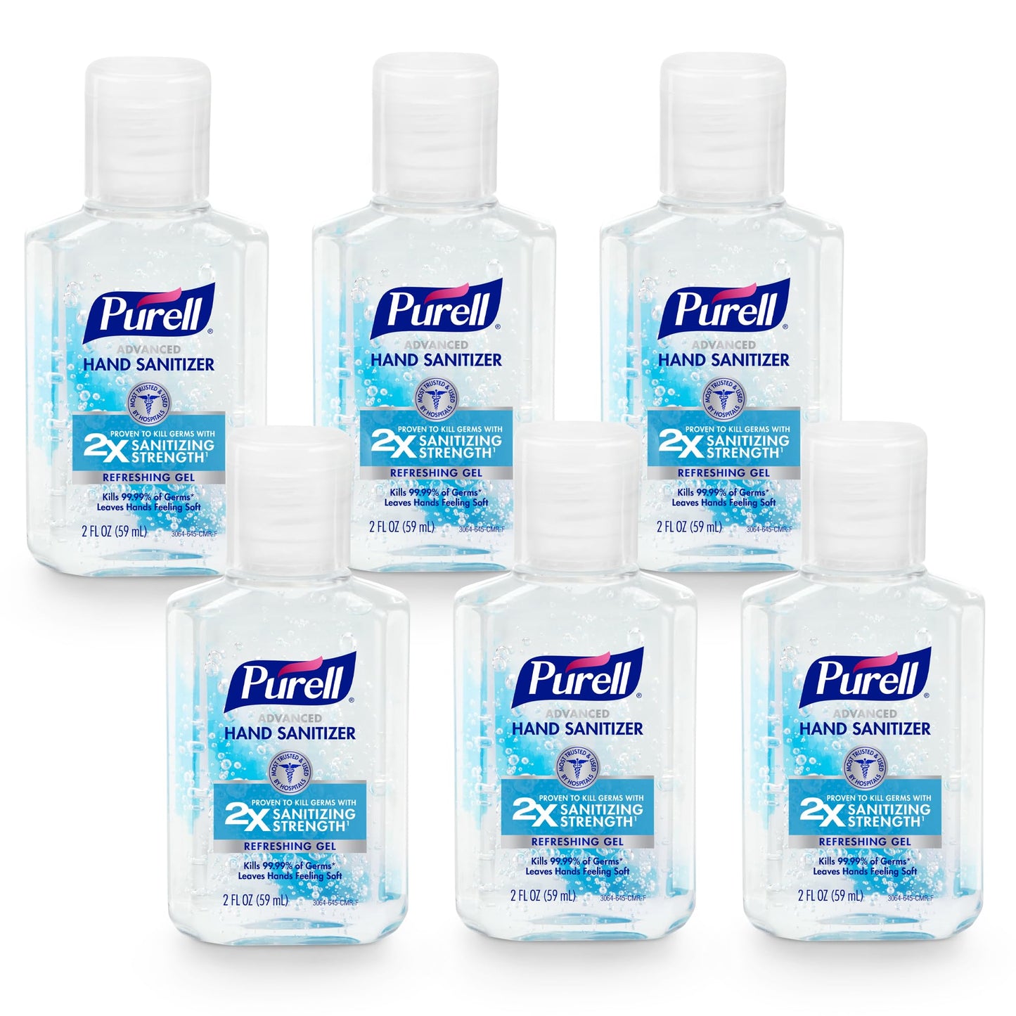 PURELL Advanced Hand Sanitizer Refreshing Gel, Clean Scent, 2 fl oz Travel Size Flip-Cap Bottle (Pack of 24) - 9605-24