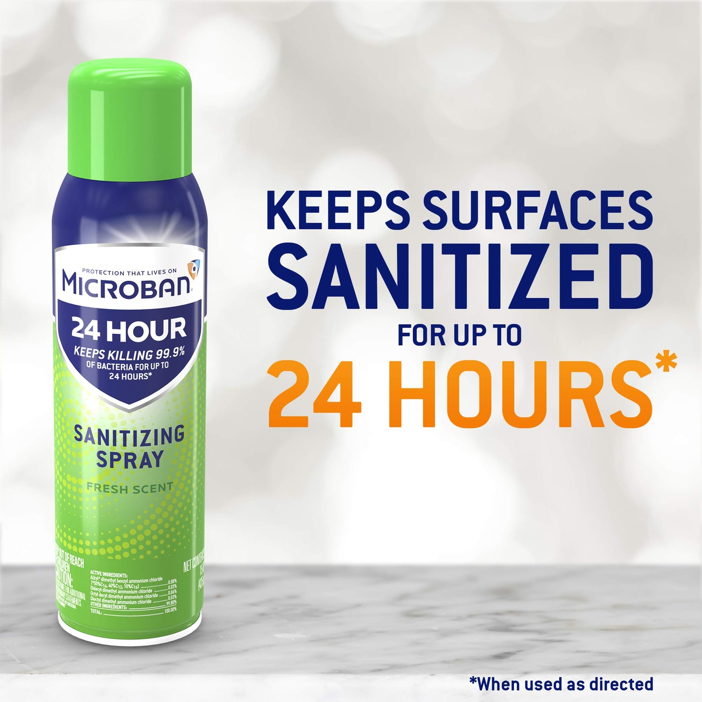 Microban 24 Hour Sanitizing Spray, Fresh Scent 12.5 OZ