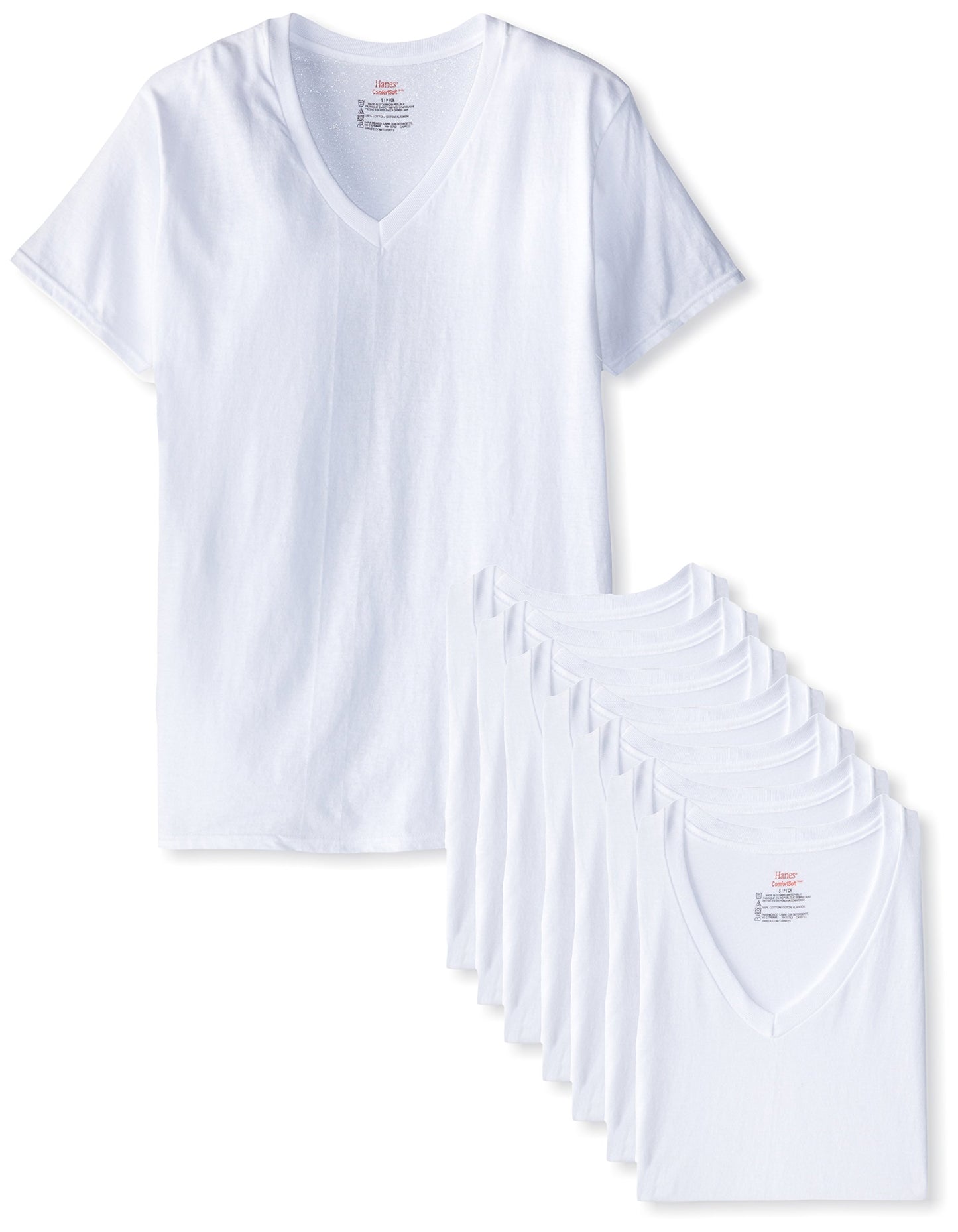 Hanes Men's 3-Pack V-Neck T-Shirt (X-Large, Black/Gray)