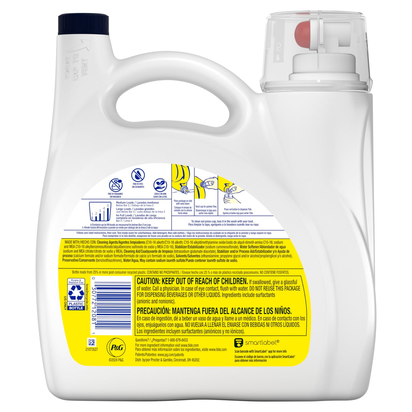 Simply Liquid Laundry Detergent, Free & Sensitive, 128 Oz, 89 Loads