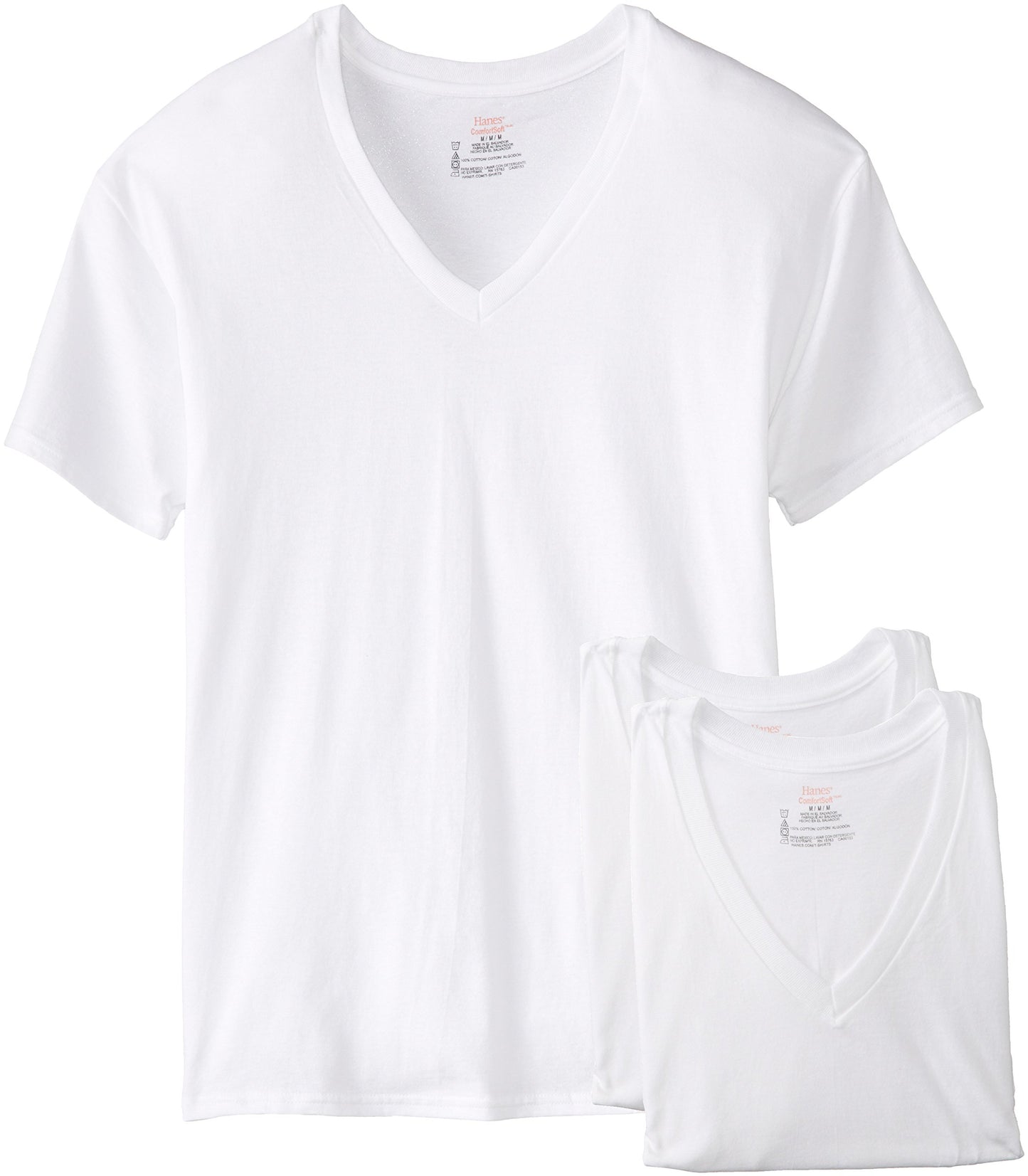 Hanes Men's 3-Pack V-Neck T-Shirt (XXXX-Large, White)