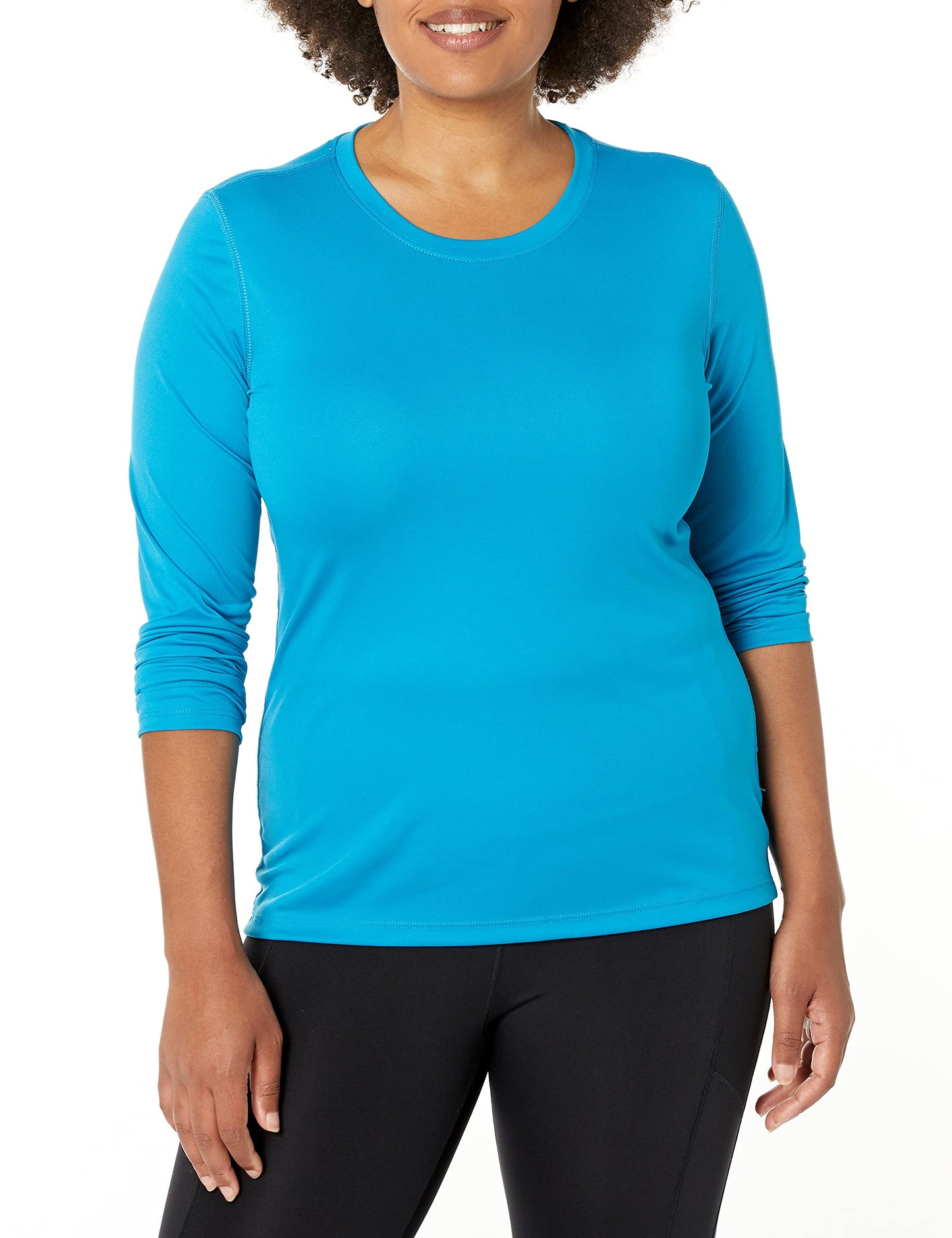 Hanes womens Sport Cool Dri Performance Long Sleeve T-shirt T Shirt, Light Blue, Small US