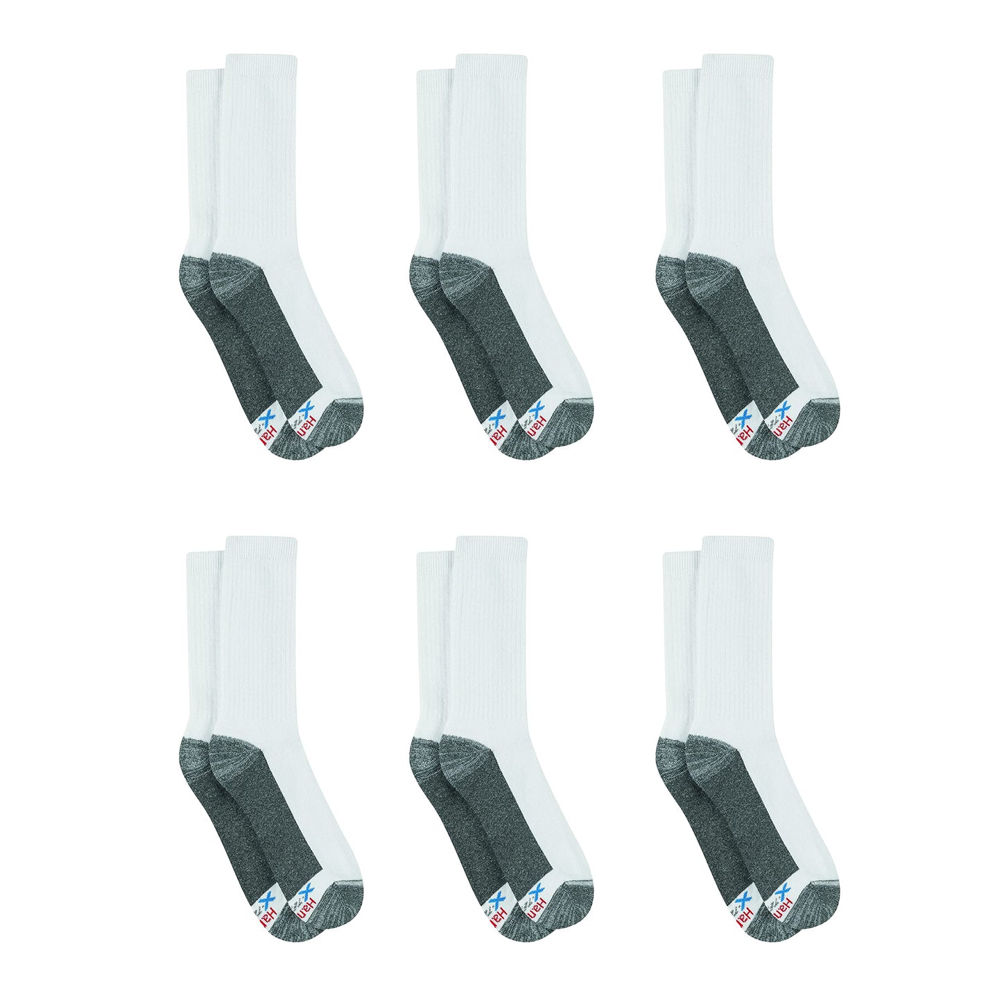 Hanes Ultimate Men Socks, 6-pair Hanes Ultimate Men s 6 Pack Ultra Cushion FreshIQ Odor Control with Wicking Crew Socks White, White, One Size US
