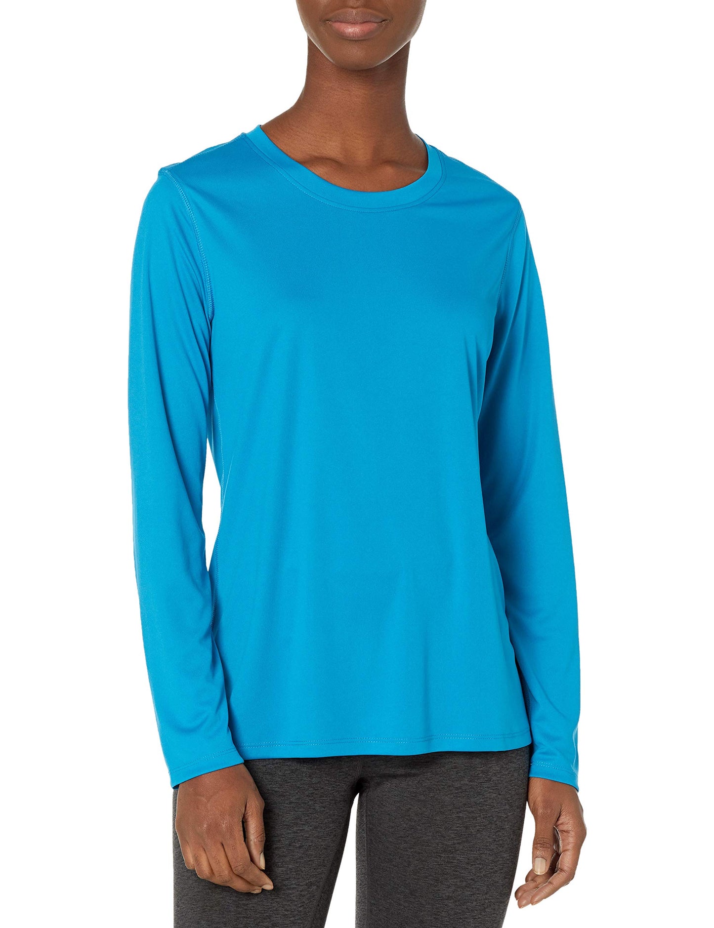 Hanes womens Sport Cool Dri Performance Long Sleeve T-shirt T Shirt, Light Blue, Small US