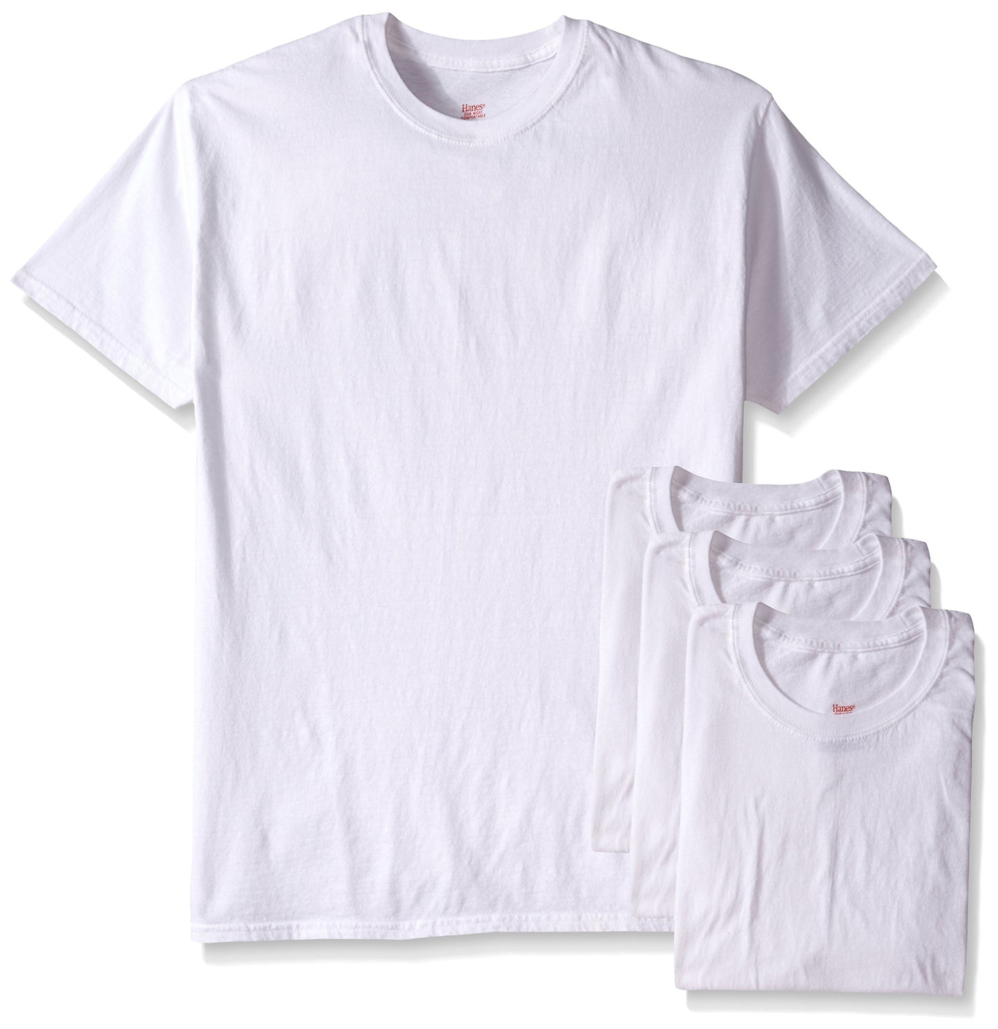 Hanes Men's 5Pack Crew Neck Tagless White Undershirts Crewneck T-Shirts, L