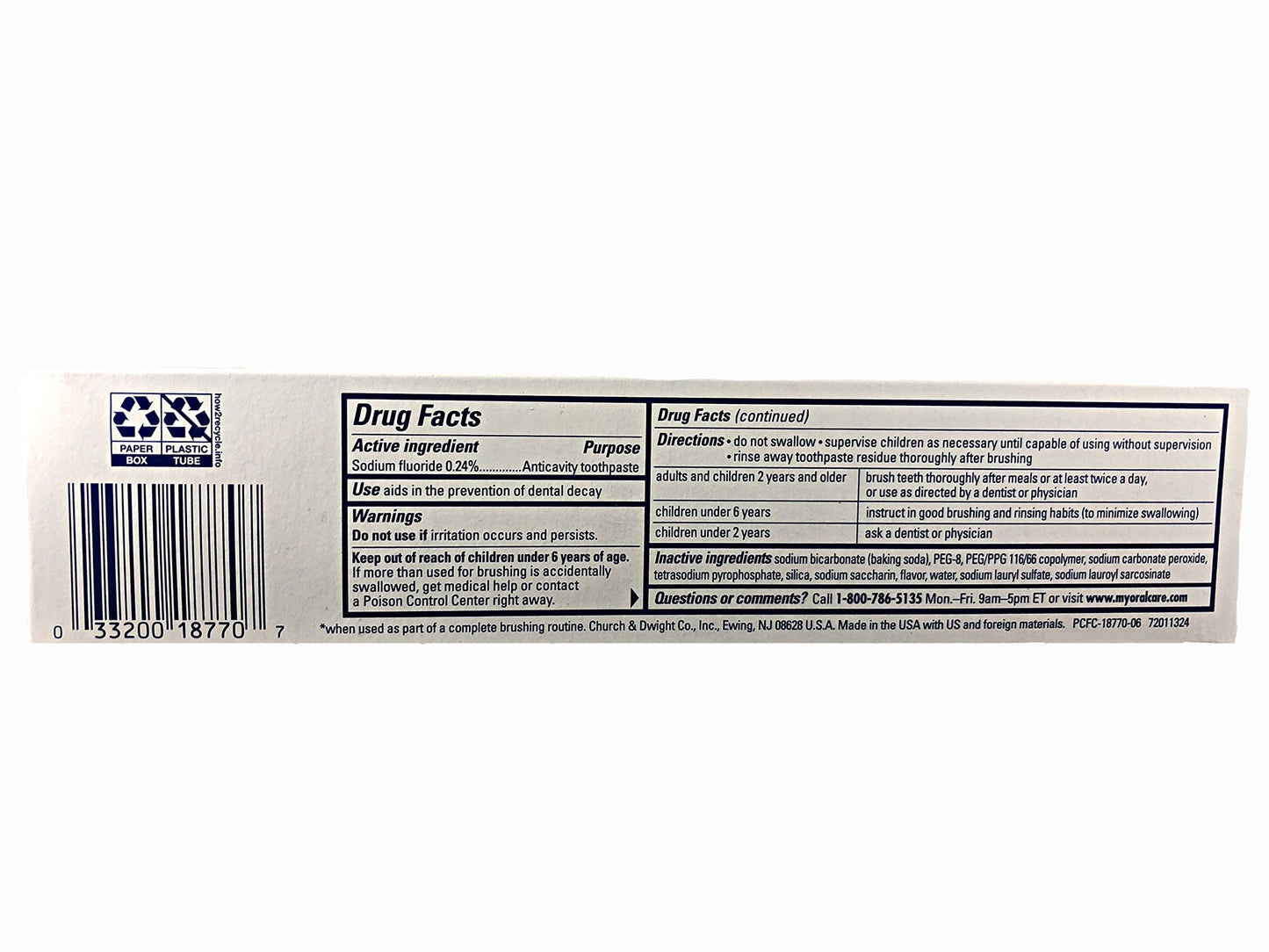 A&H Peroxicare Tart Size 6z Arm & Hammer Peroxicare Baking Soda Toothpaste & Tartar Control Fresh Mint (Pack of 5)