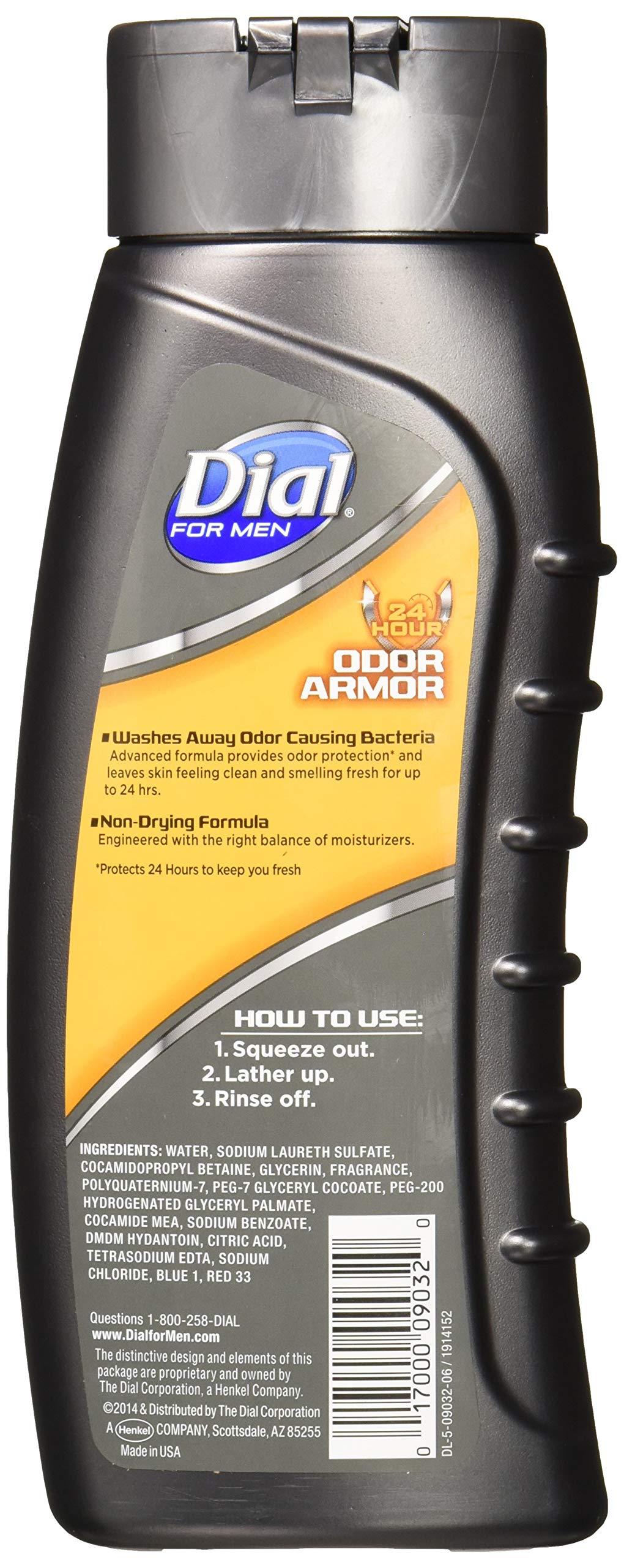 Dial for Men Body Wash, Odor Armor, 16 Ounce (Pack of 3)