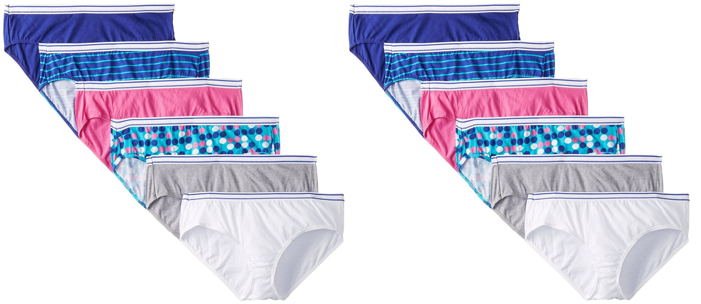 Fruit of the Loom Women's 12Pack Cotton Hipsters Panties Ladies Underwear 5