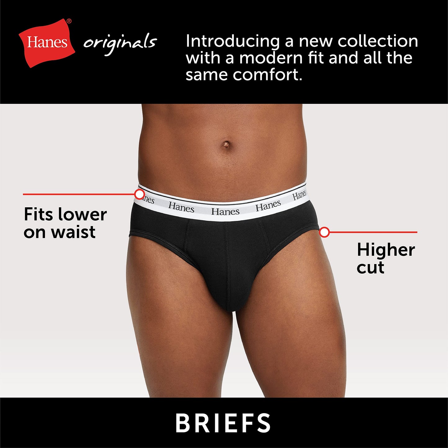 Hanes Originals Stretch Cotton Briefs Pack, Moisture-Wicking Underwear for Men, 3-Pack, Black/Concrete Heather/Camo, XX-Large