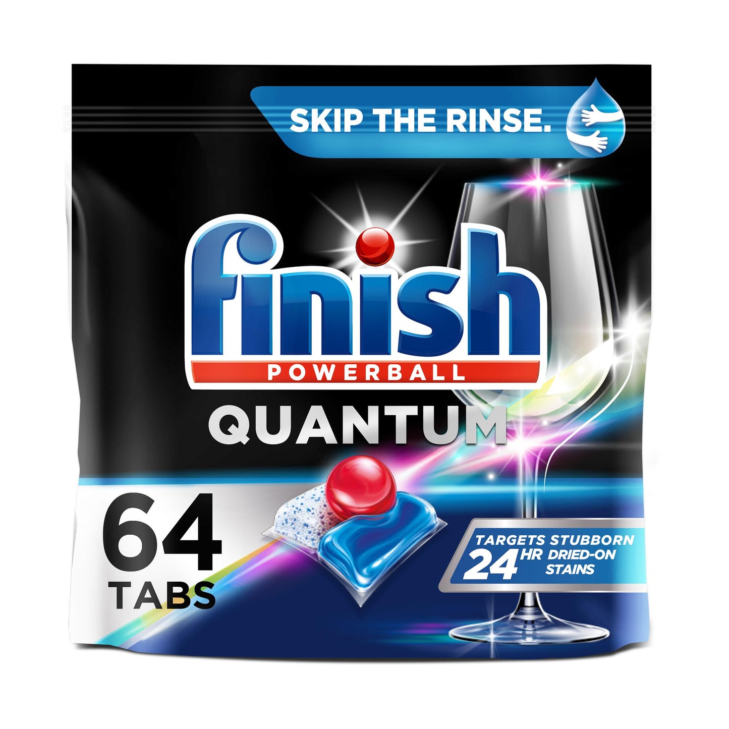 FINISH Quantum Powerball, Dishwasher Pods, Dishwasher Detergent Liquid, Dishwasher Soap, Advanced Clean & Shine, 64ct Dishwasher Tablets