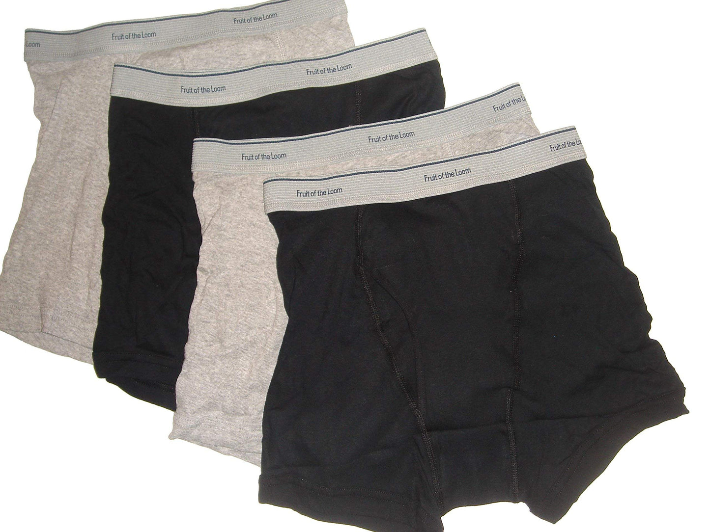 Fruit of the Loom Men's 4PK Black/Grey Trunks L