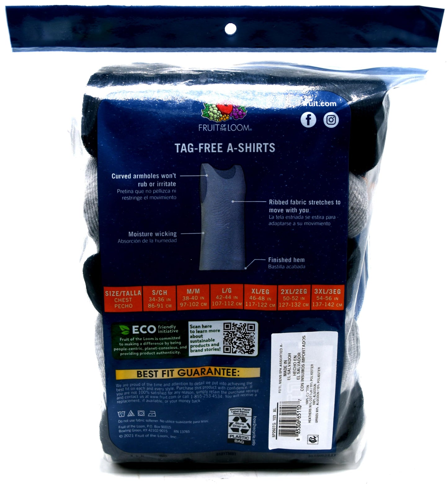 Fruit of the Loom 5-Pack Black/Grey A-Shirt 5P260TG