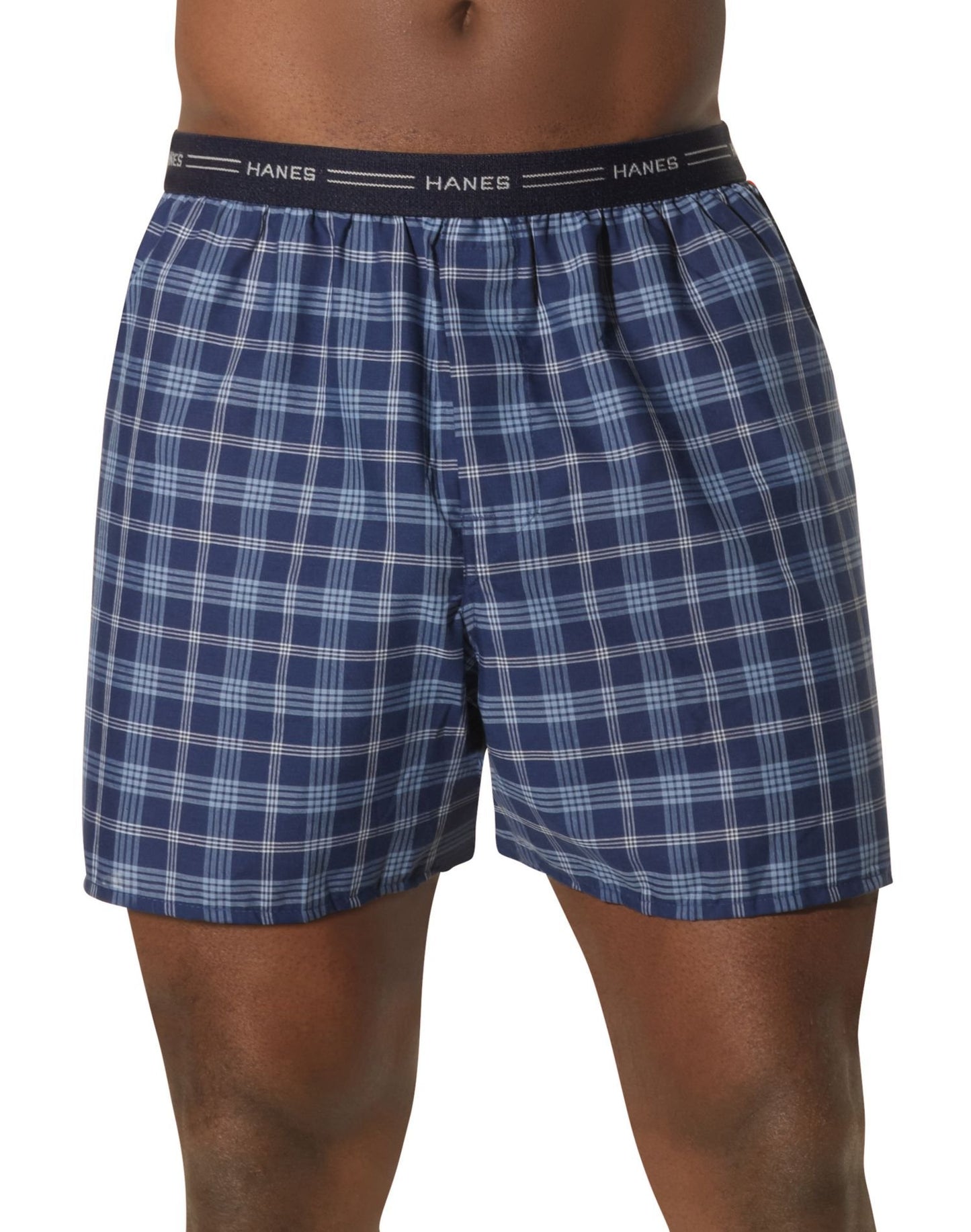 Hanes 7-Pack Men's Blue Plaids Tagless Boxers 841BP7 (X-Large (Waist 40"-42"))