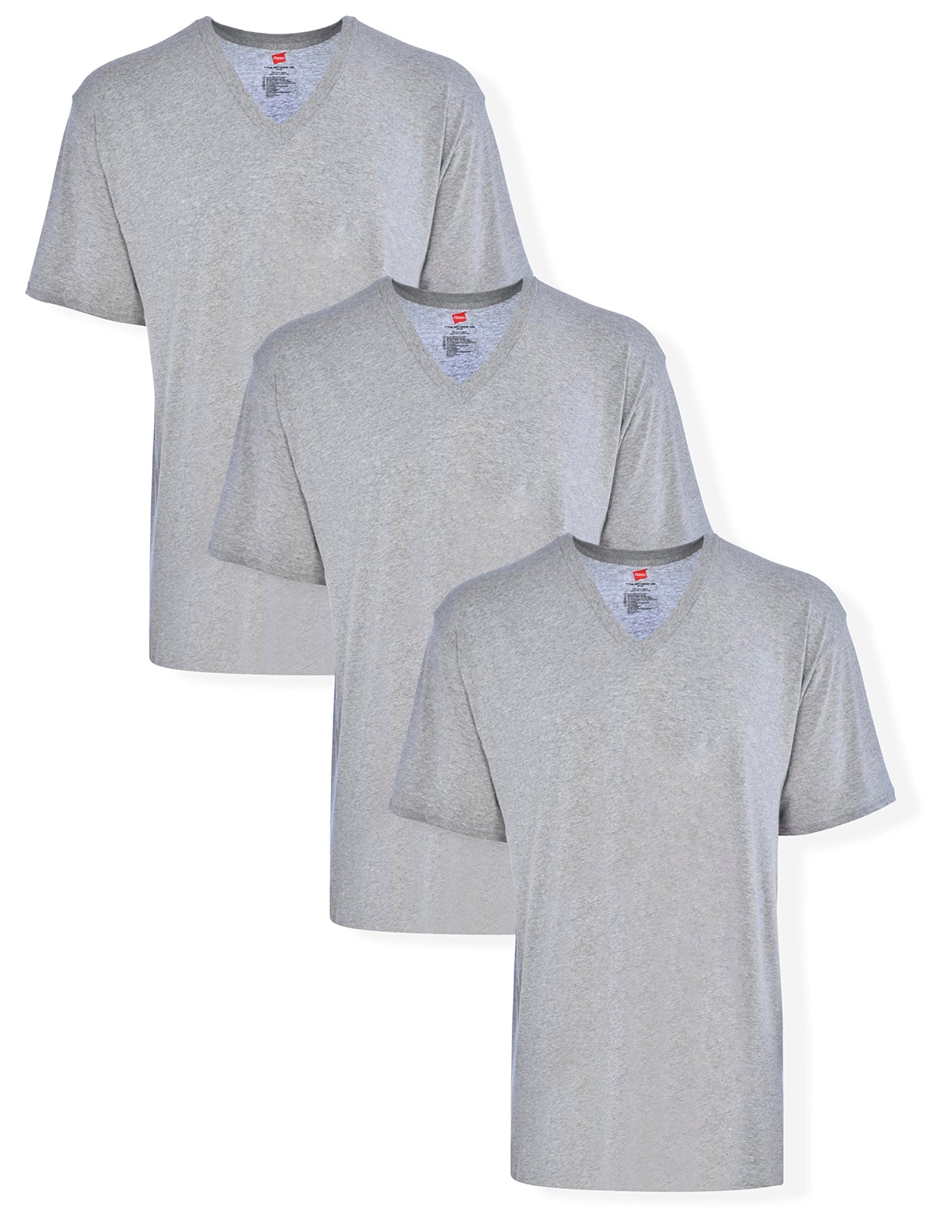 Hanes Men’s Tall 100% Cotton V-Neck Undershirts, Tagless, Ultra Comfort, 5X-Large Tall, White - 5 Pack