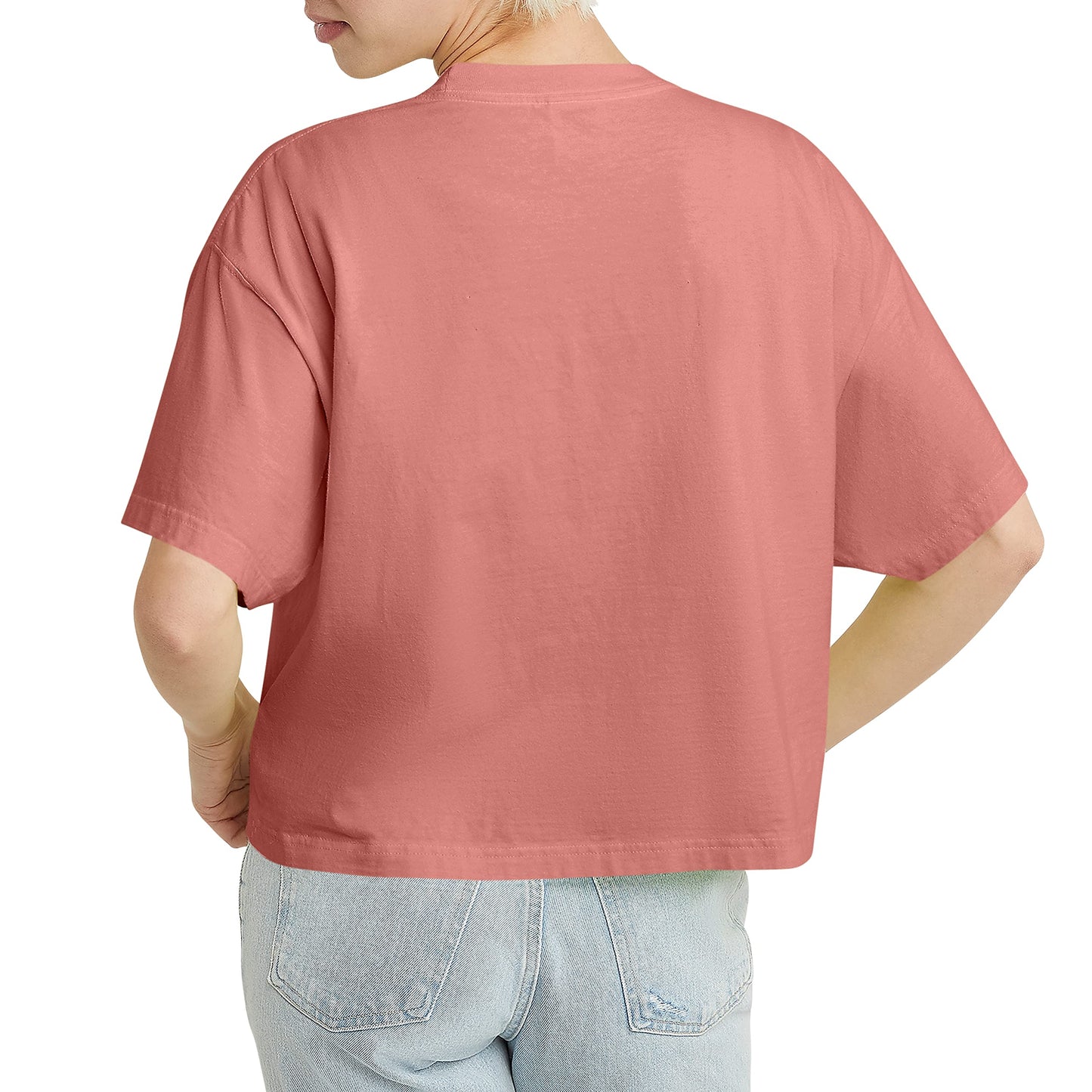 Hanes Comfortblend Originals Garment Washed T-Shirt, Crewneck Crop Tees for Women, Nantucket RED