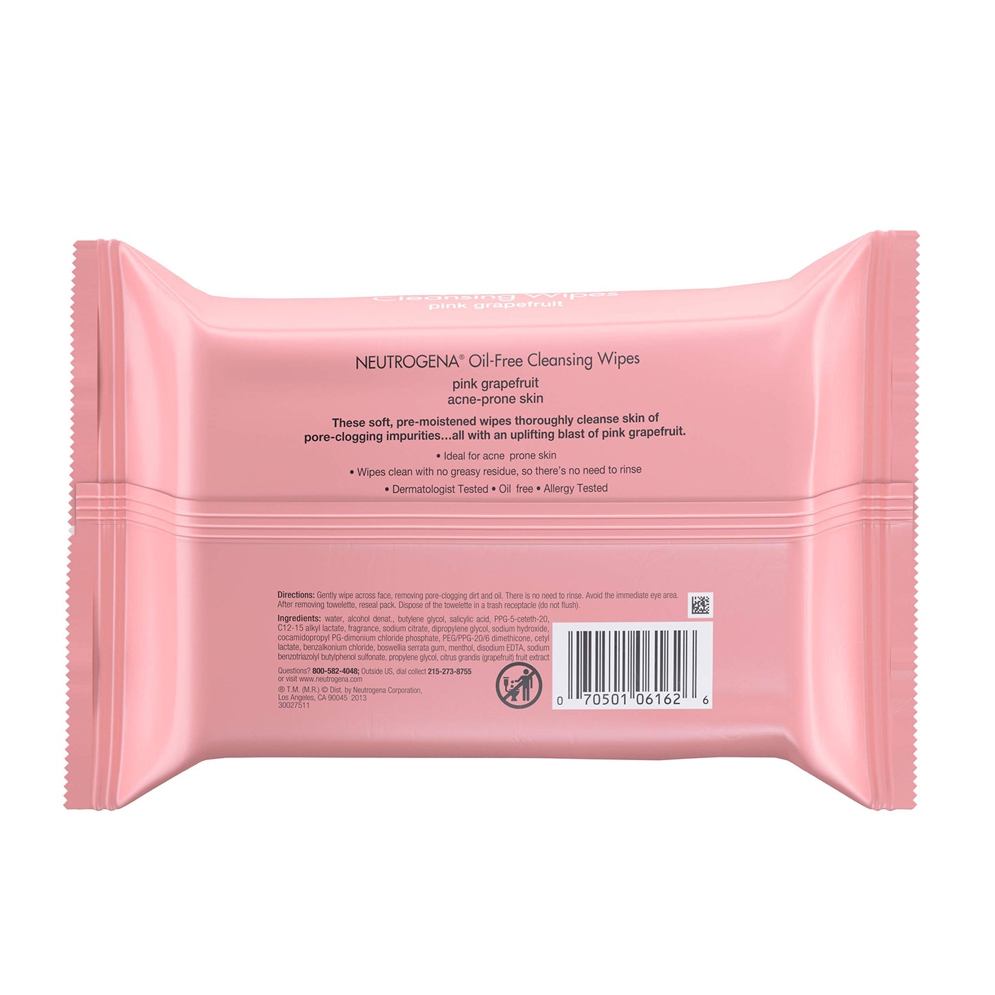 Neutrogena Oil-Free Facial Cleansing Wipes with Pink Grapefruit, 25 Count (Pack of 3)