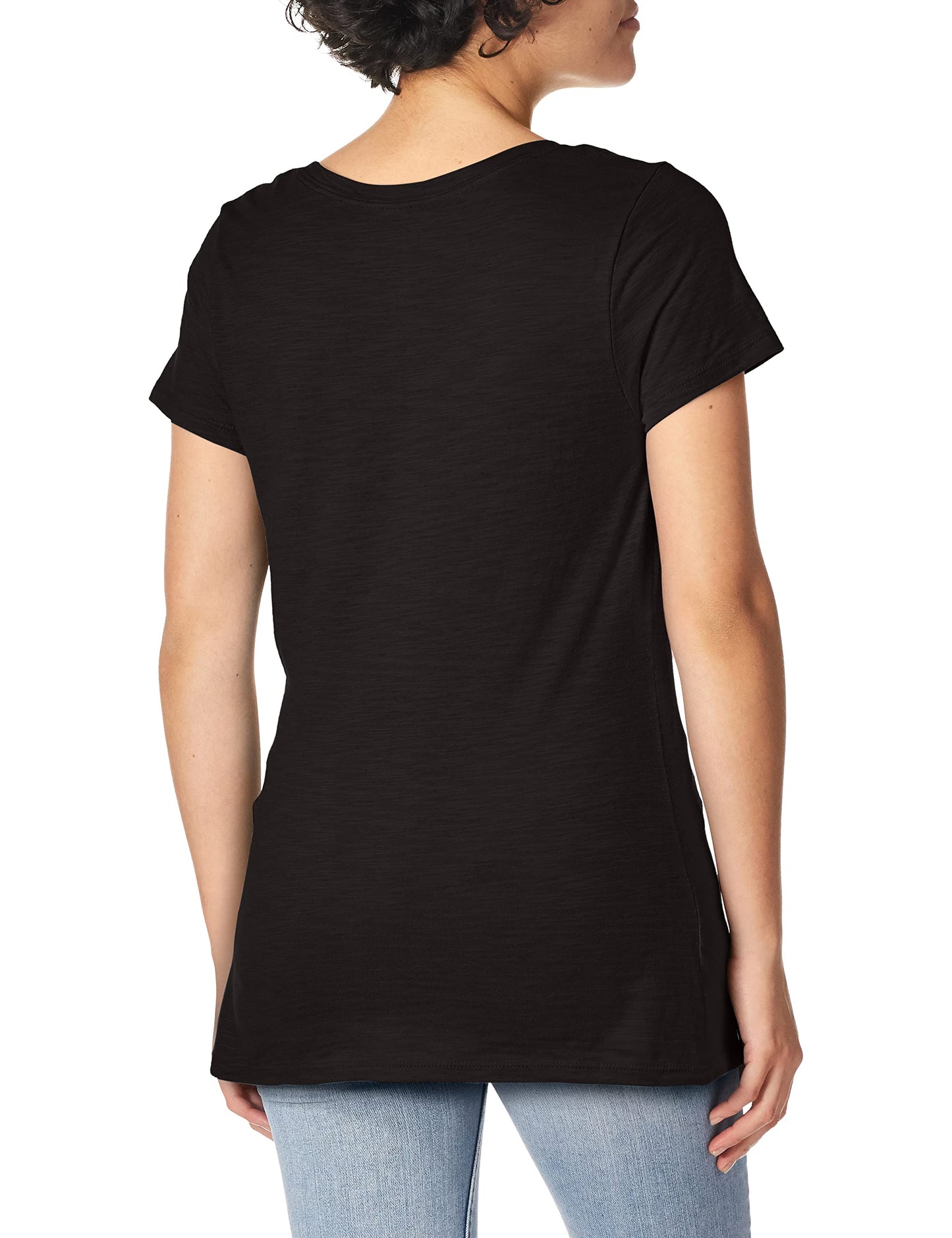 Hanes Women's Shirts, Slub Cotton Shirred V-Neck Tee, Cotton T-Shirts for Women, Women’s Tee Shirts