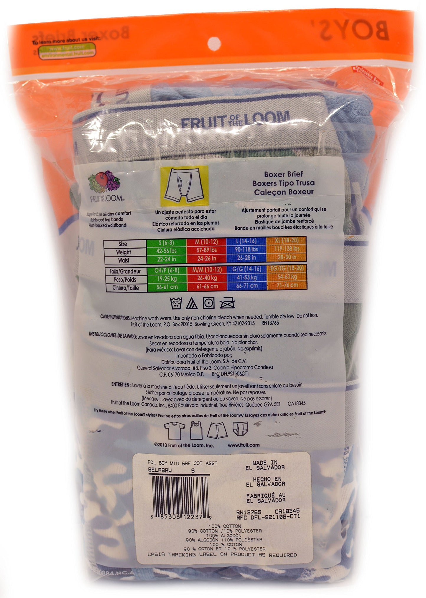 Fruit of the Loom Boy's 8 Pack Boxer Briefs (Small)