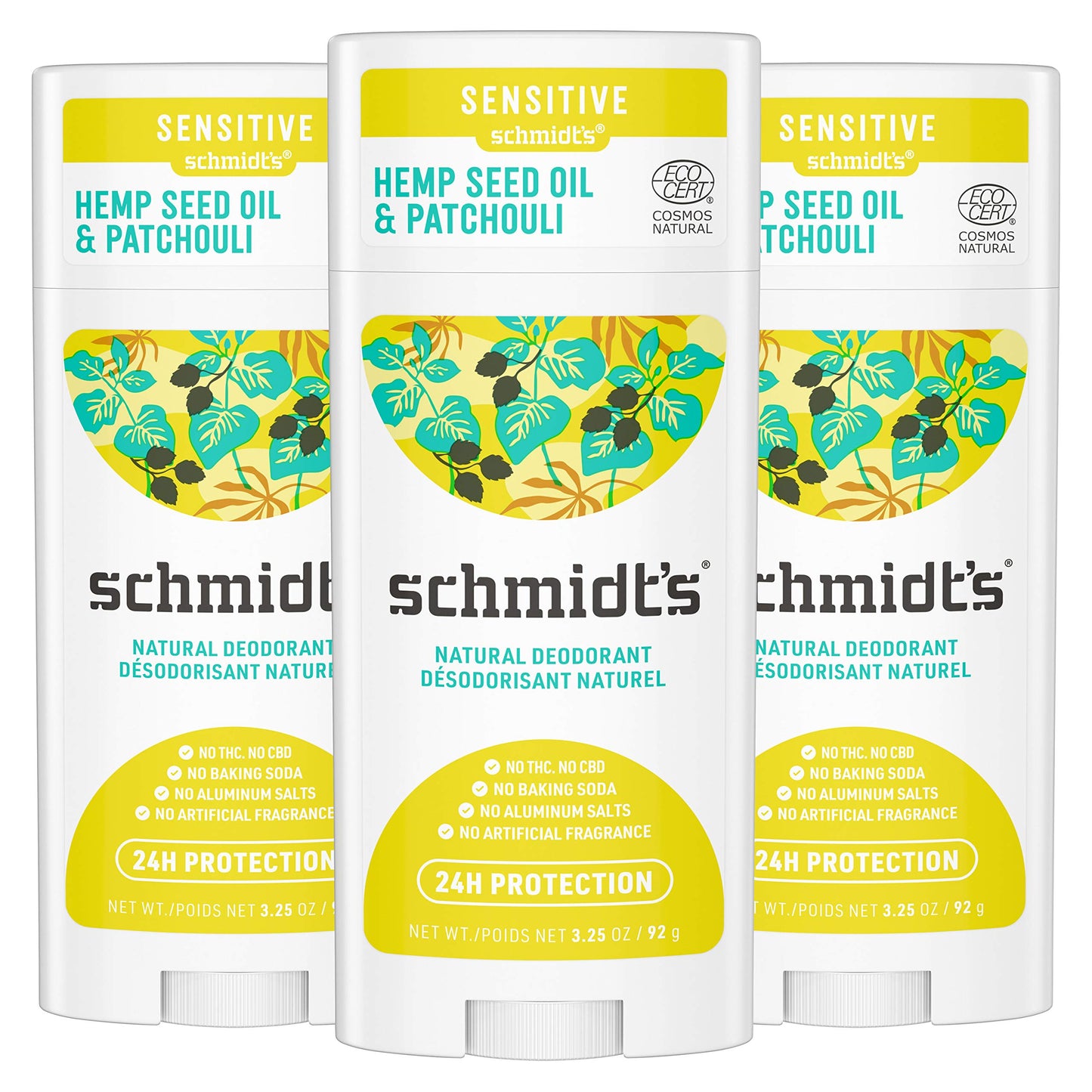 Schmidt's Aluminum Free Natural Deodorant for Women and Men, Hemp Seed Oil and Sage for Sensitive Skin with 24 Hour Odor Protection, Certified Cruelty Free, Vegan Deodorant, 3.25 oz,vetiver,sage,WHITE