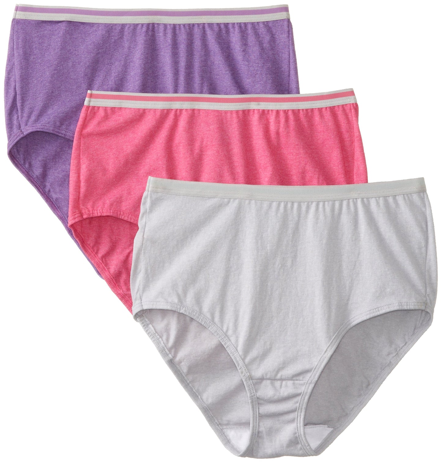 Fruit of the Loom Women's 3 Pack Heather Brief Panties, Assorted, 7