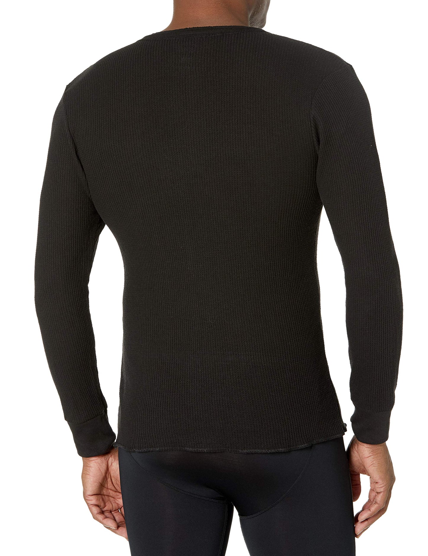 Fruit of the Loom Men's Classic Midweight Waffle Thermal Henley Top, Black Soot, X-Large