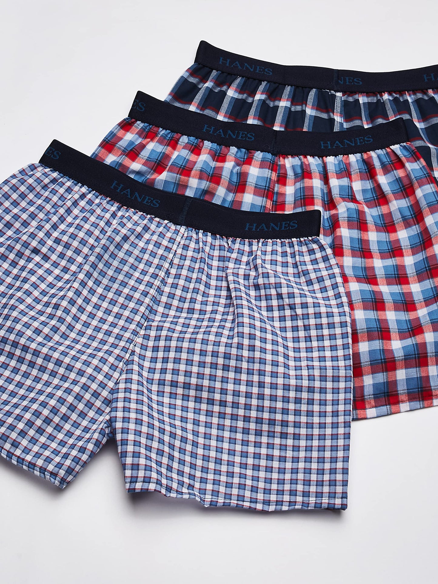 Hanes Big Boys' Ultimate Comfortsoft Plaid Boxers (3 Pack), Assorted, S
