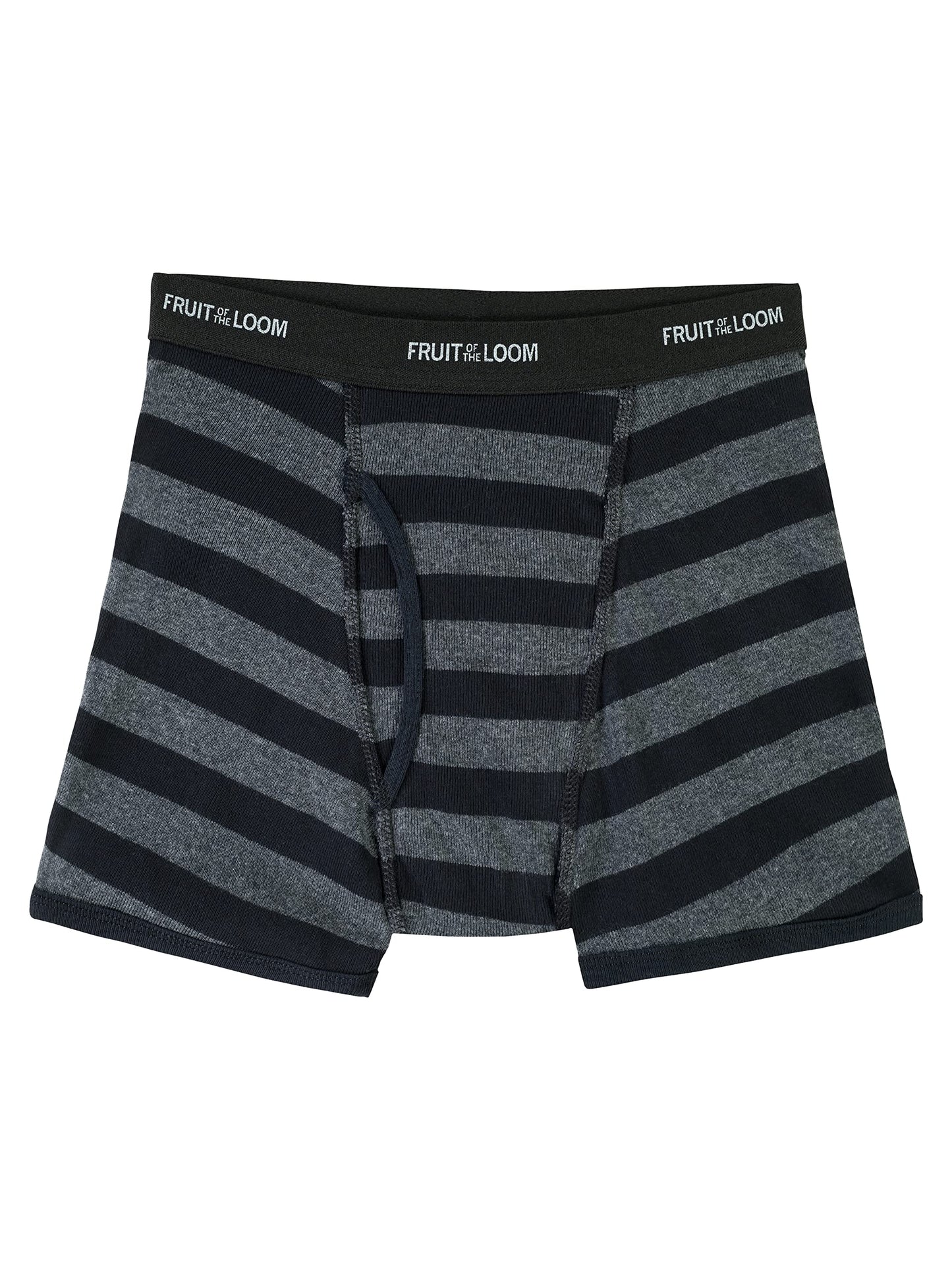 Fruit of the Loom boys Tag Free Cotton Boxer Briefs, Boy - 168 Pack Traditional Fly Stripes, Medium US