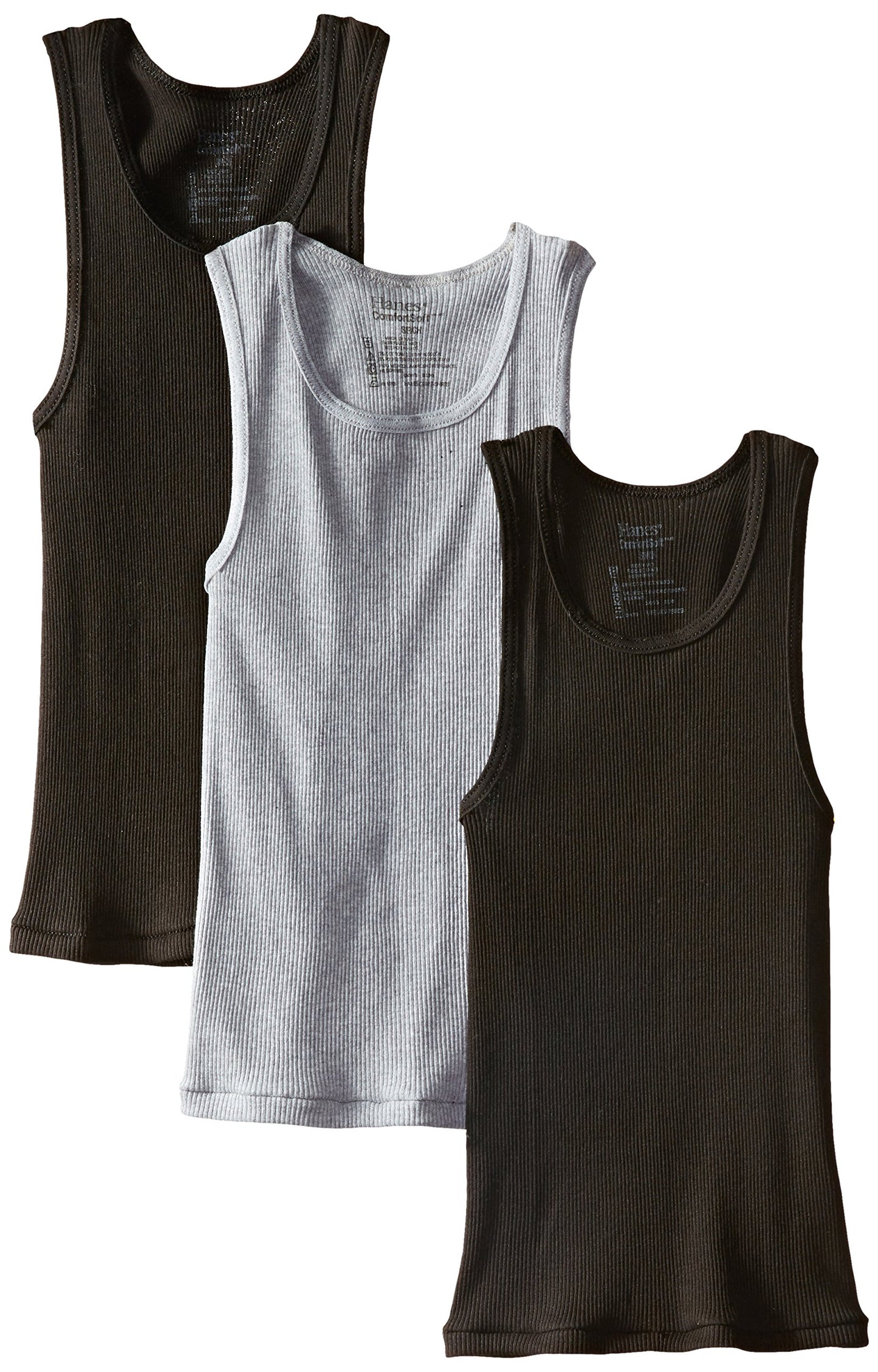 Hanes 43935787943 BU392C Boys Ultimate ComfortSoft Dyed Tank Undershirt, Assorted - Large - 3 Pack