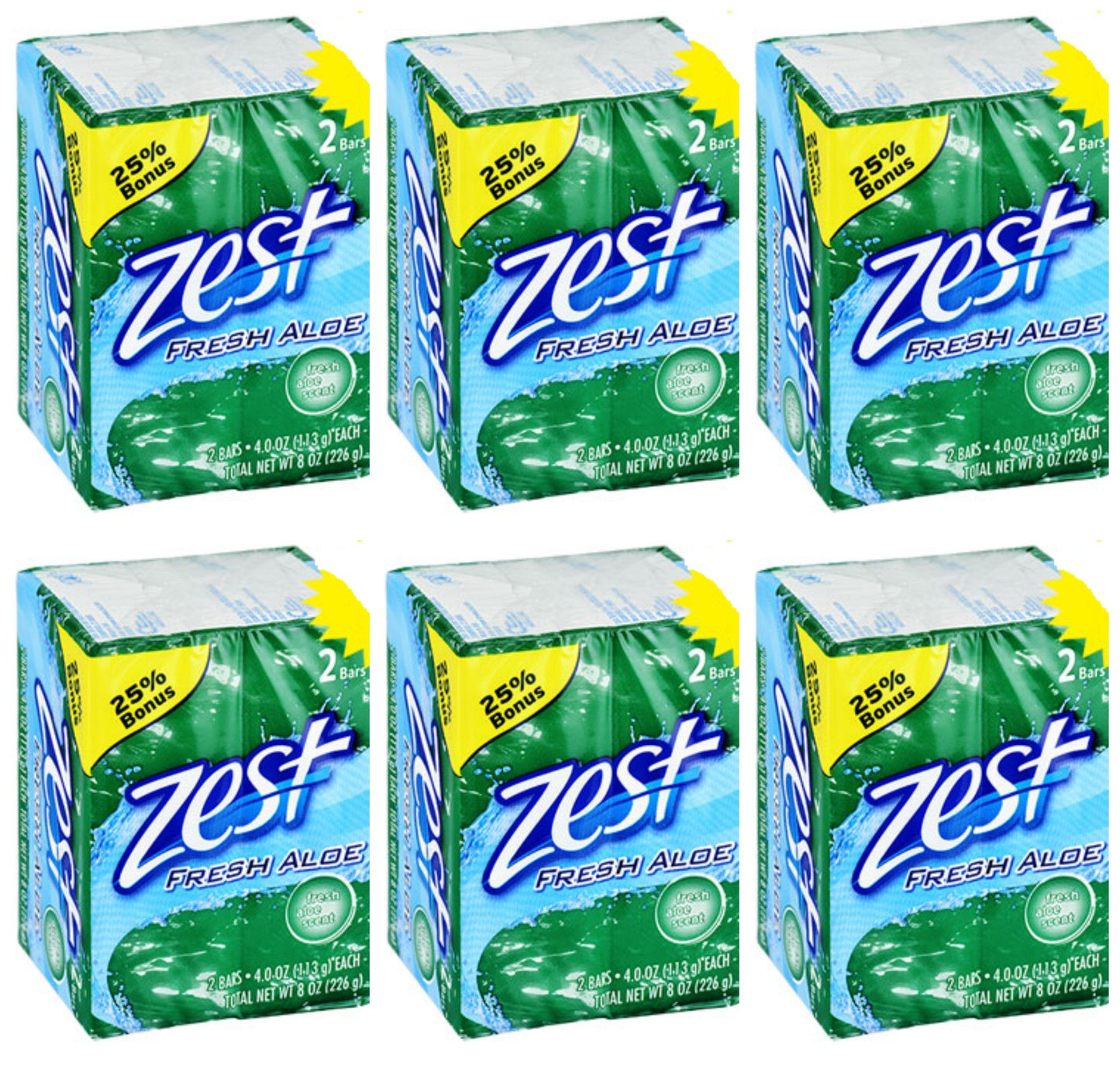 Zest Bar Soap, Fresh Aloe, 4 Oz, 16 Bars Pack