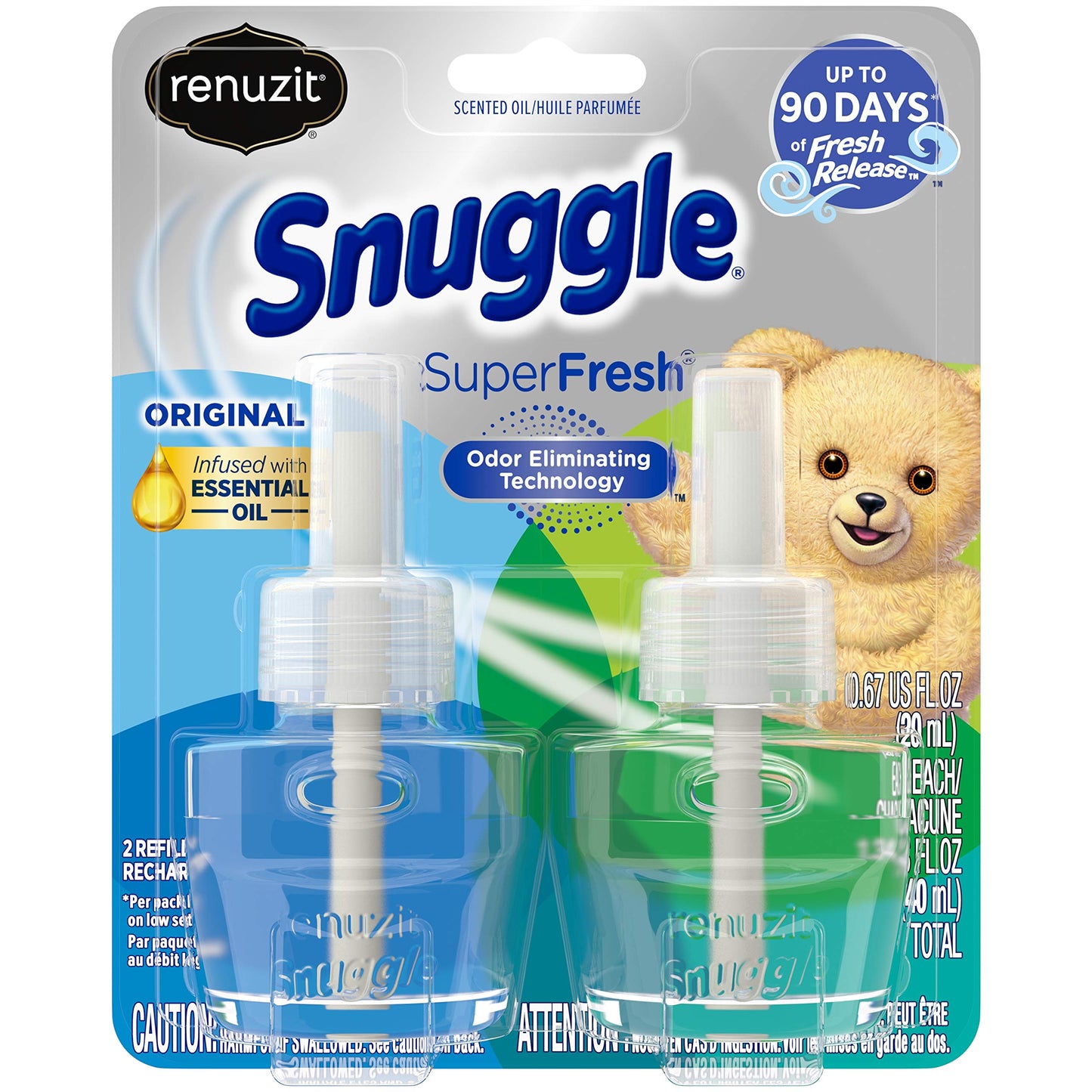 Renuzit Snuggle Scented Oil Refill for Plugin Air Fresheners, SuperFresh Original, 2 Count