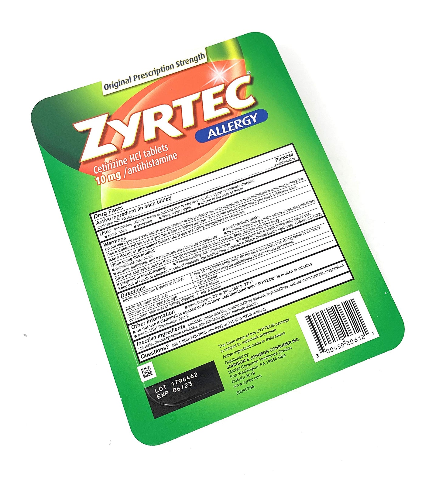 Zyrtec Cetirizine Hcl/Antihistamine (120 Tablets 10mg each)