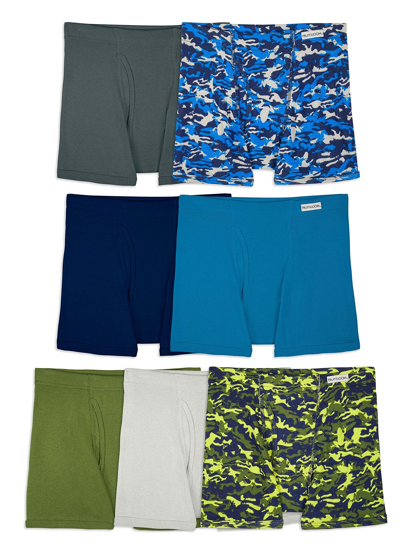 Fruit of the Loom boys Tag Free Cotton Boxer Briefs, Boy - 168 Pack Traditional Fly Stripes, Medium US