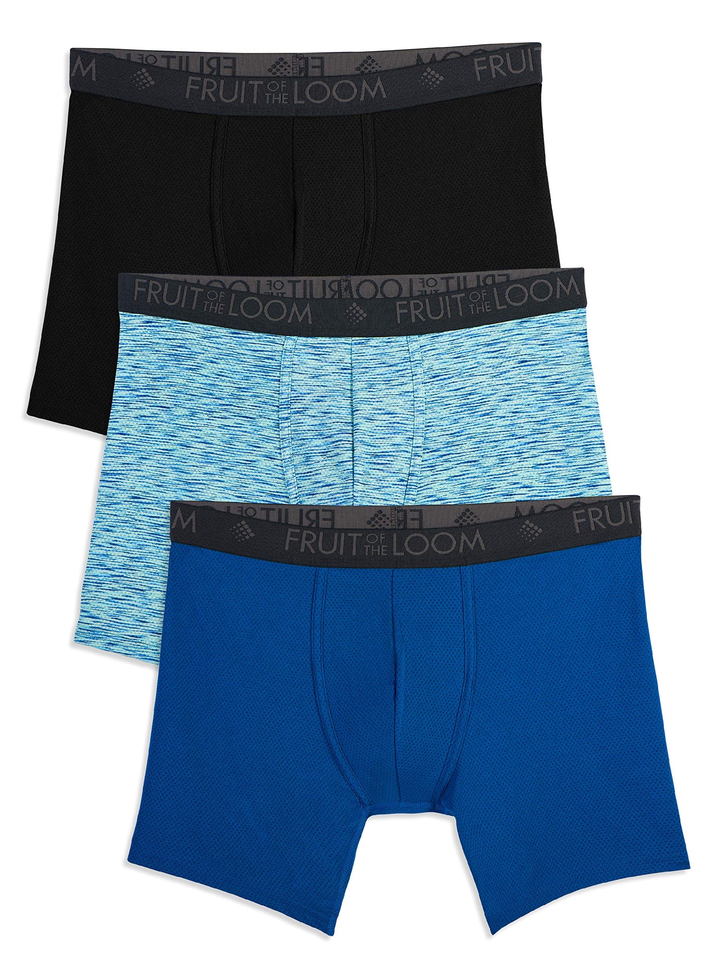 Fruit of the Loom Men's Micro Mesh Boxer Briefs, Red/Navy/Black, X-Large