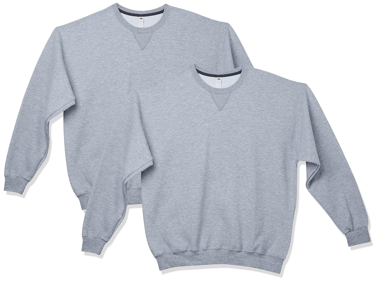 Fruit of the Loom Men's Crew Sweatshirt (2 Pack), Black, X-Large