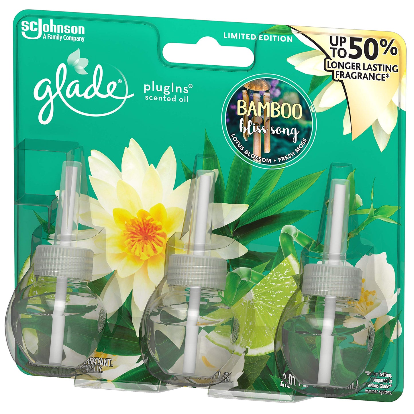 Glade PlugIns Scented Oil Air Freshener Refill - Limited Edition | Bamboo Bliss Song Scent - 3 Count Oil Refills Per Package (0.67 Ounce Each) - Pack of 2 Packages (Total - 4.02 Fl. Oz.)