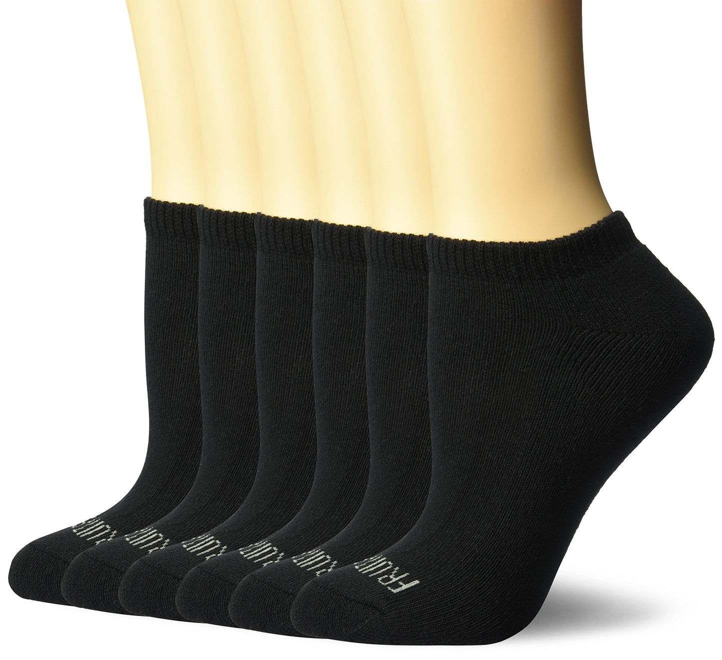 Fruit of the Loom Women's 6-Pair Low Cut Socks, Black, Shoe Size: 4-10