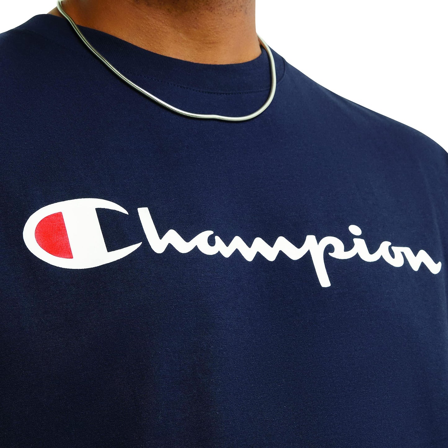 Champion mens Classic T-shirt, Classic Script T Shirt, Navy-y06794, Medium US