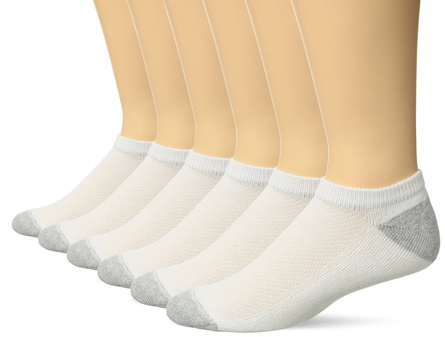 Hanes Ultimate mens 6-pack X-temp No-show Casual Sock, White/Gray Heel Toe, 6 12 US