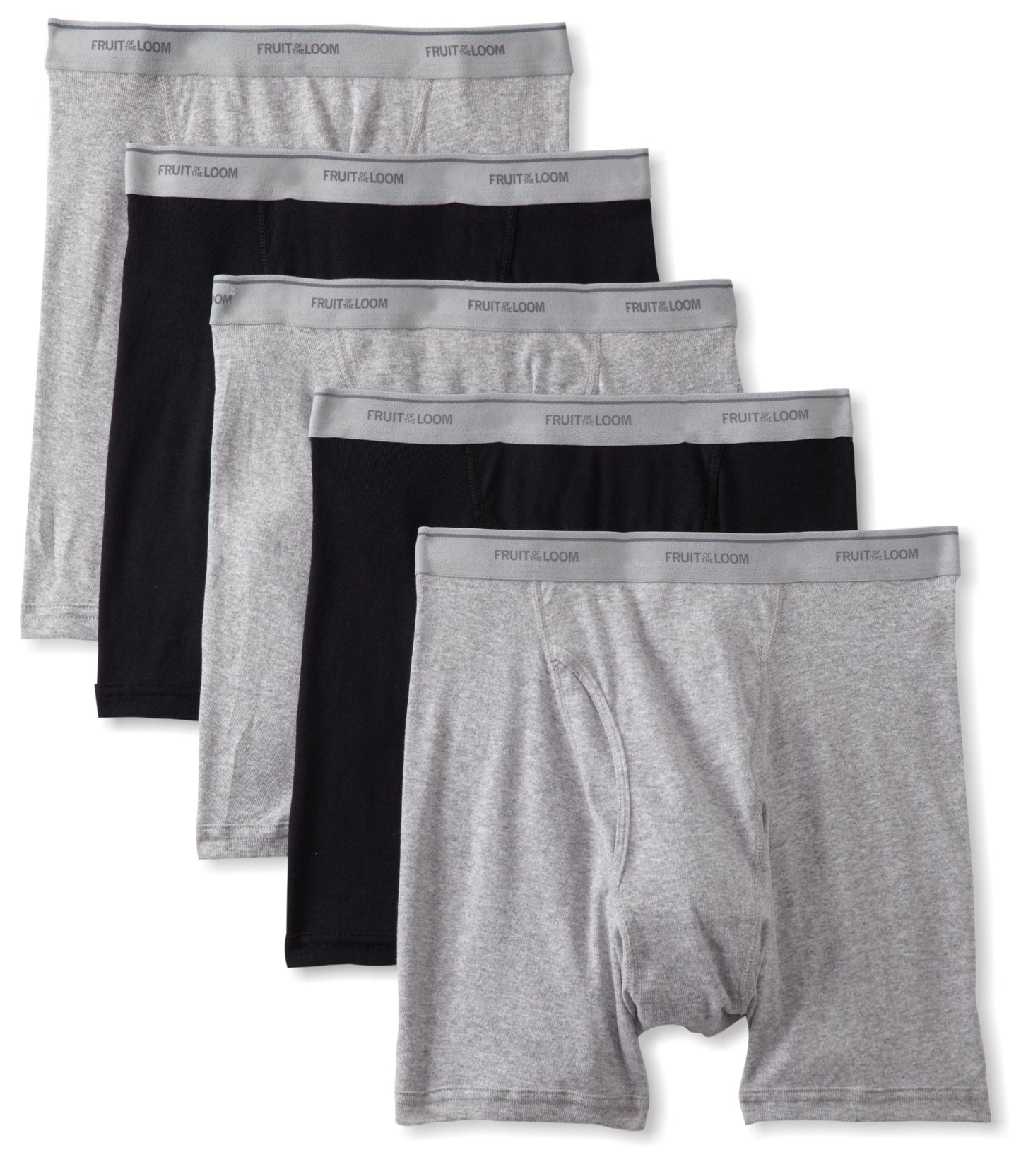 5-Pack Fruit of the Loom Men's Boxer Briefs - Black / Gray (Small (Waist 30"-32"))