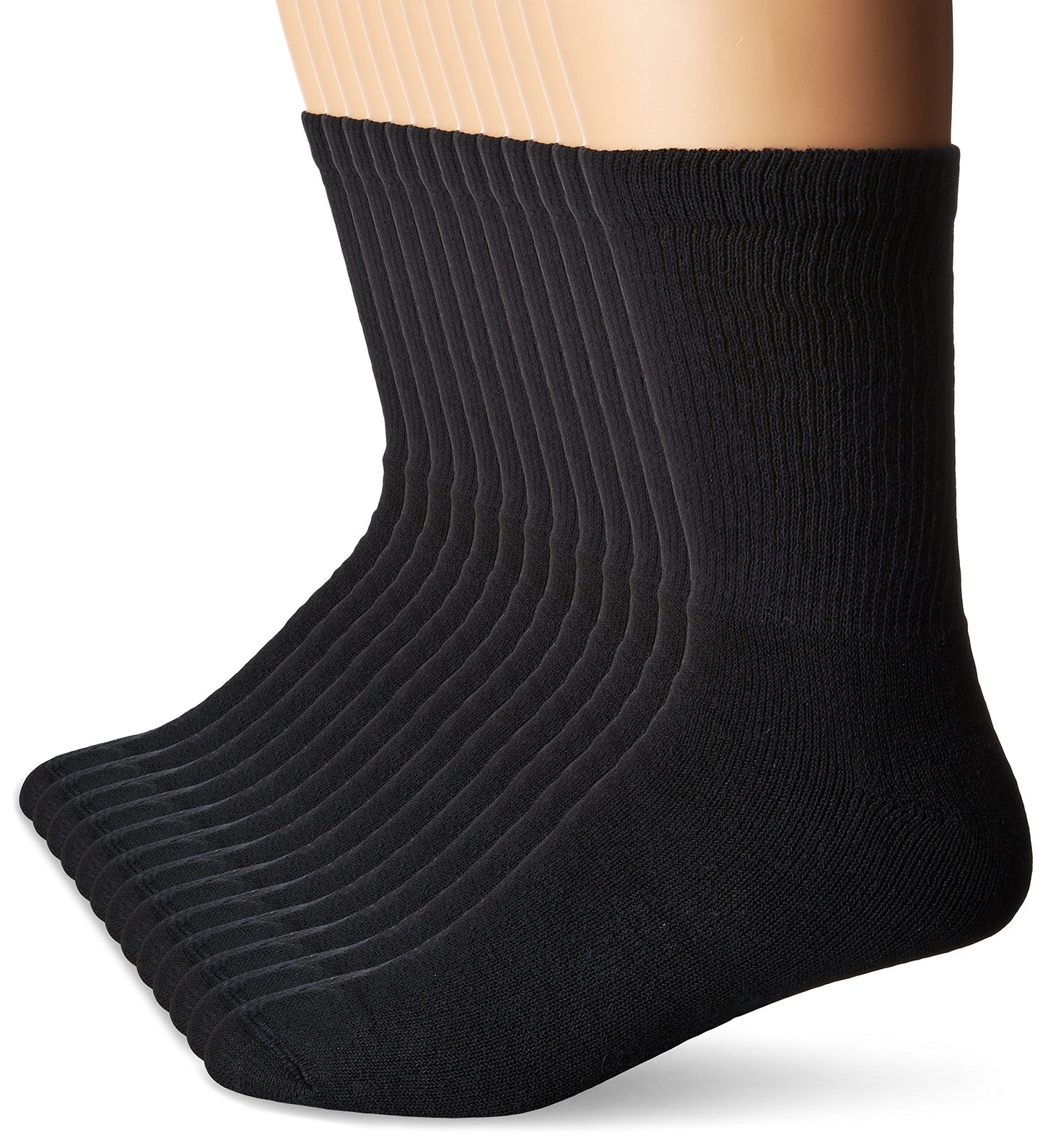 Hanes Men's Freshiq Crew Socks Pack (12-Pack Plus 1 Free Bonus Pair), White, 10-13 (Shoe: 6-12)