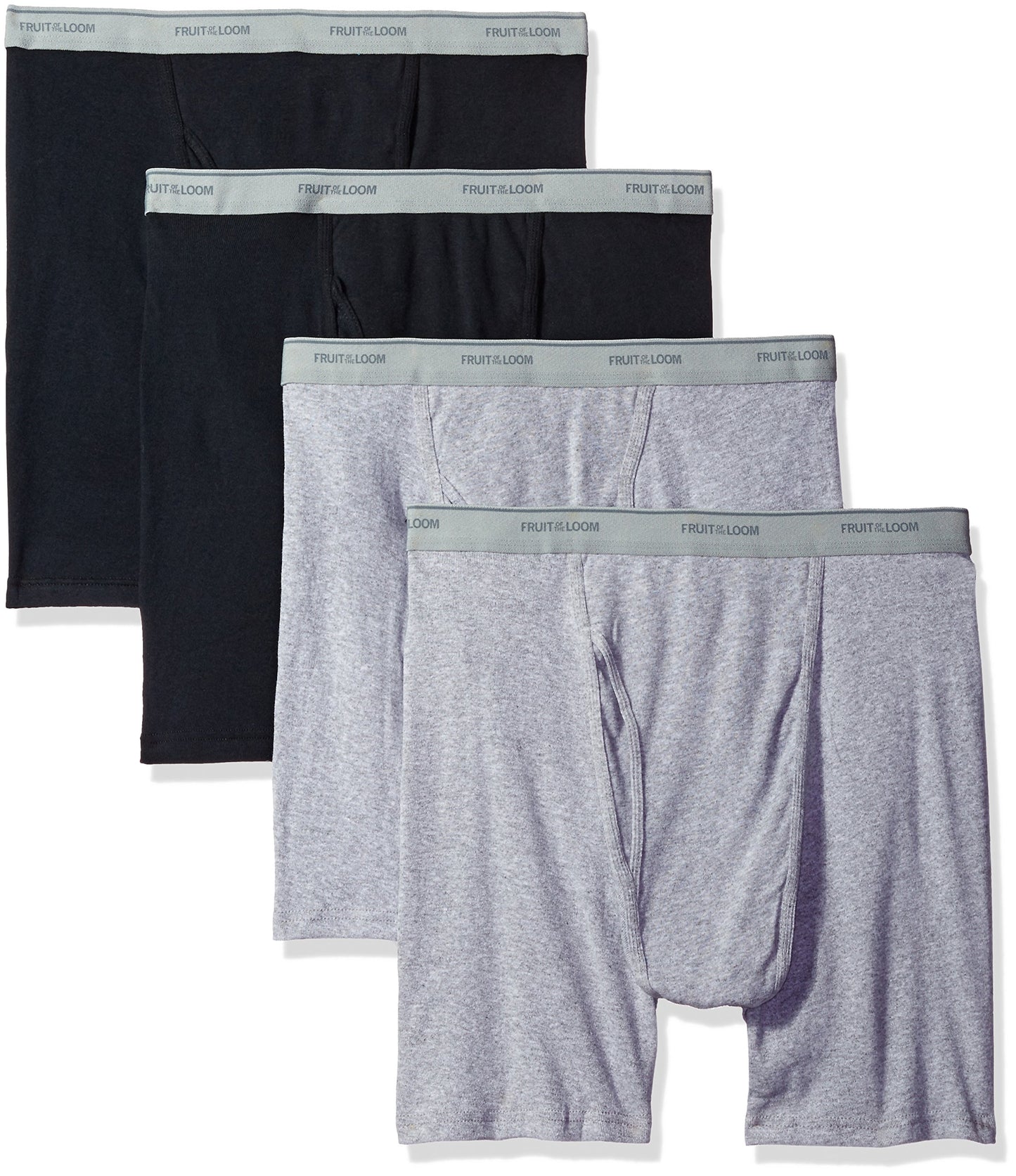 Fruit of the Loom Men's Boxer Briefs (Pack of 4), Black/Gray, XXX-Large