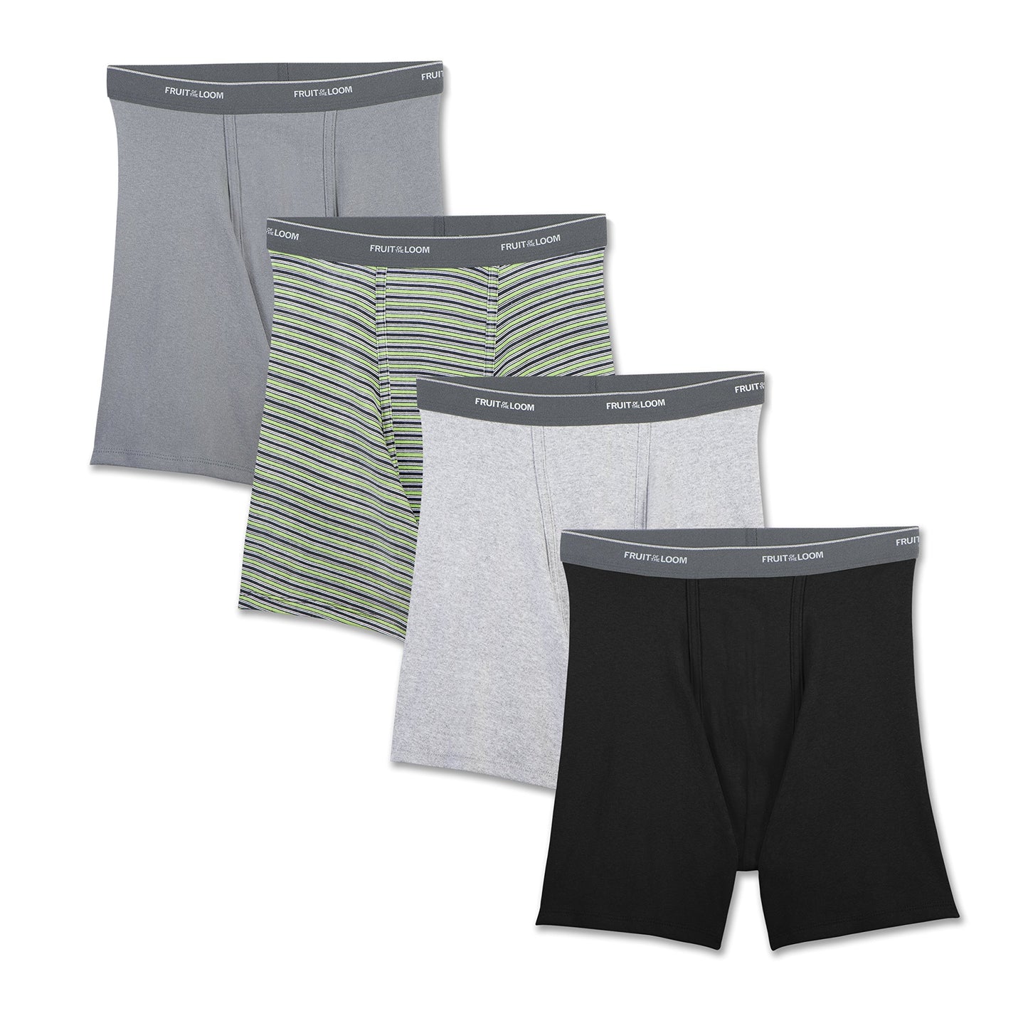 Fruit of the Loom Men's Black and Gray Short Leg Boxer Brief, Assorted, X-Large(Pack of 5)