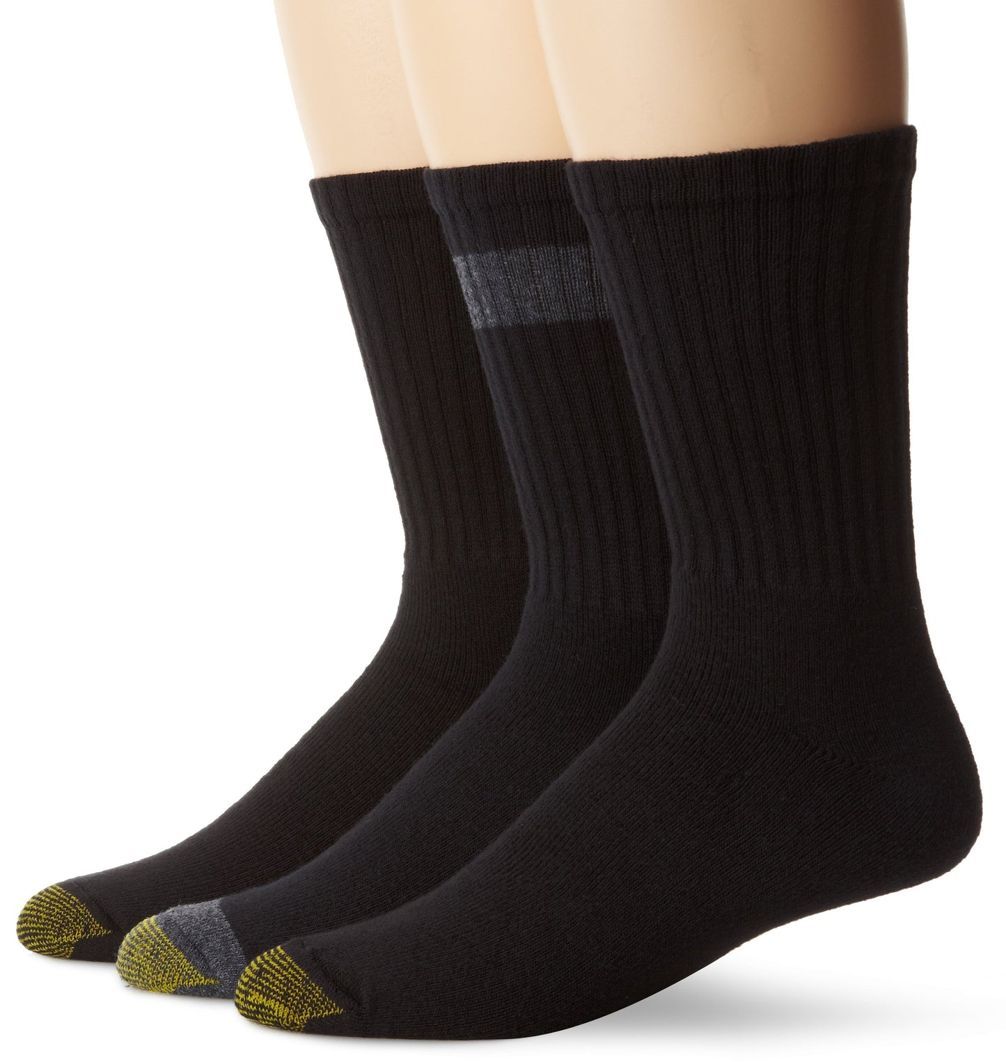 Gold Toe Men's Cushion Crew, Black 3 Pack, Sock Size:10-13/Shoe Size: 6-12