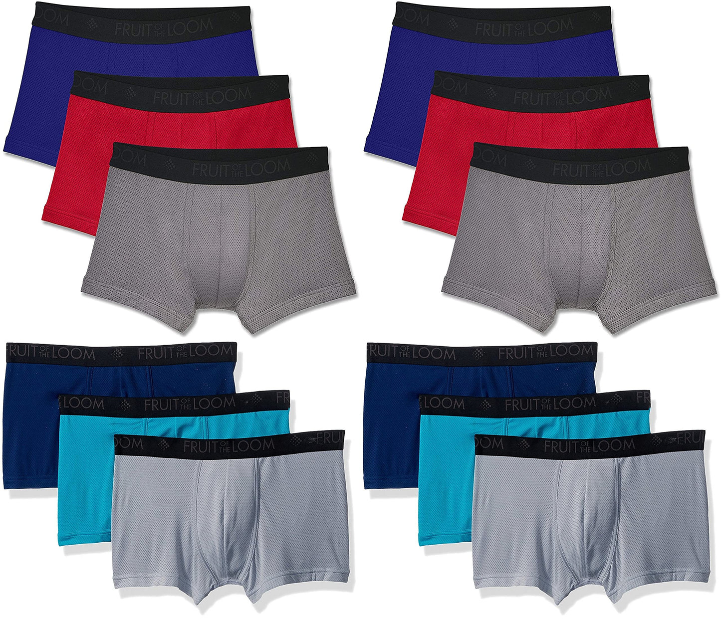 Fruit of the Loom Men's Breathable Boxer Briefs 12-Pack Performance Stretch Micro-Mesh Tri-Cool Support Pouch