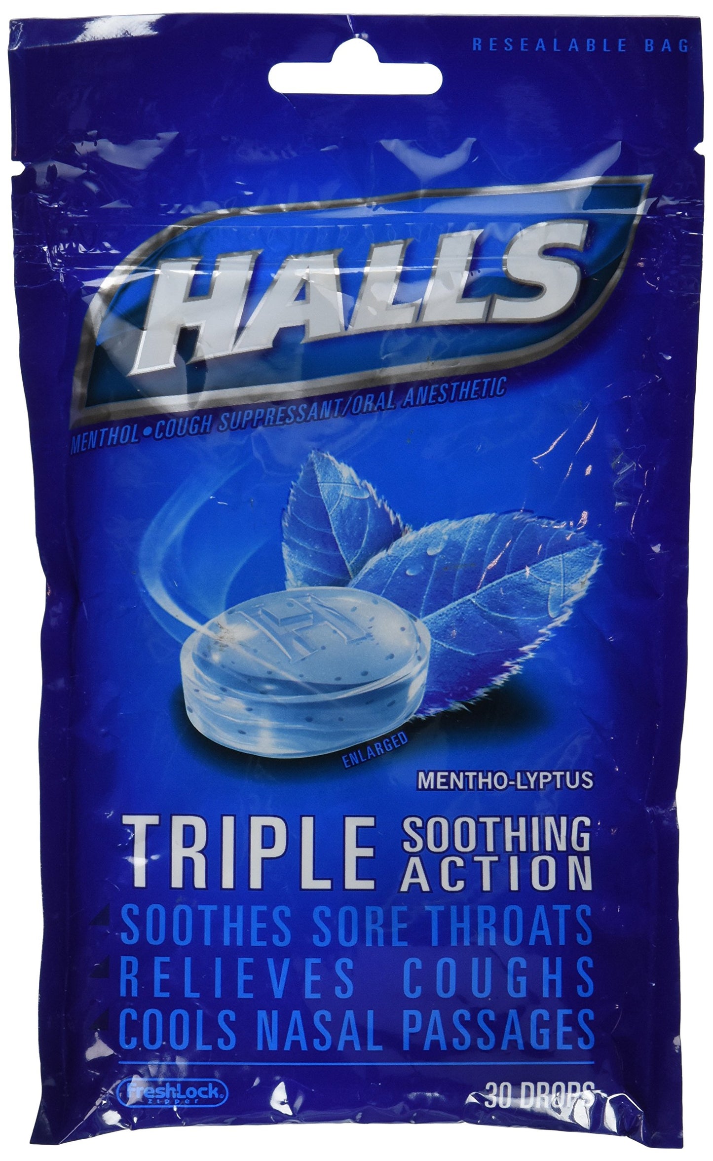 HALLS Relief Mentho-Lyptus Cough Drops, 30 Drops