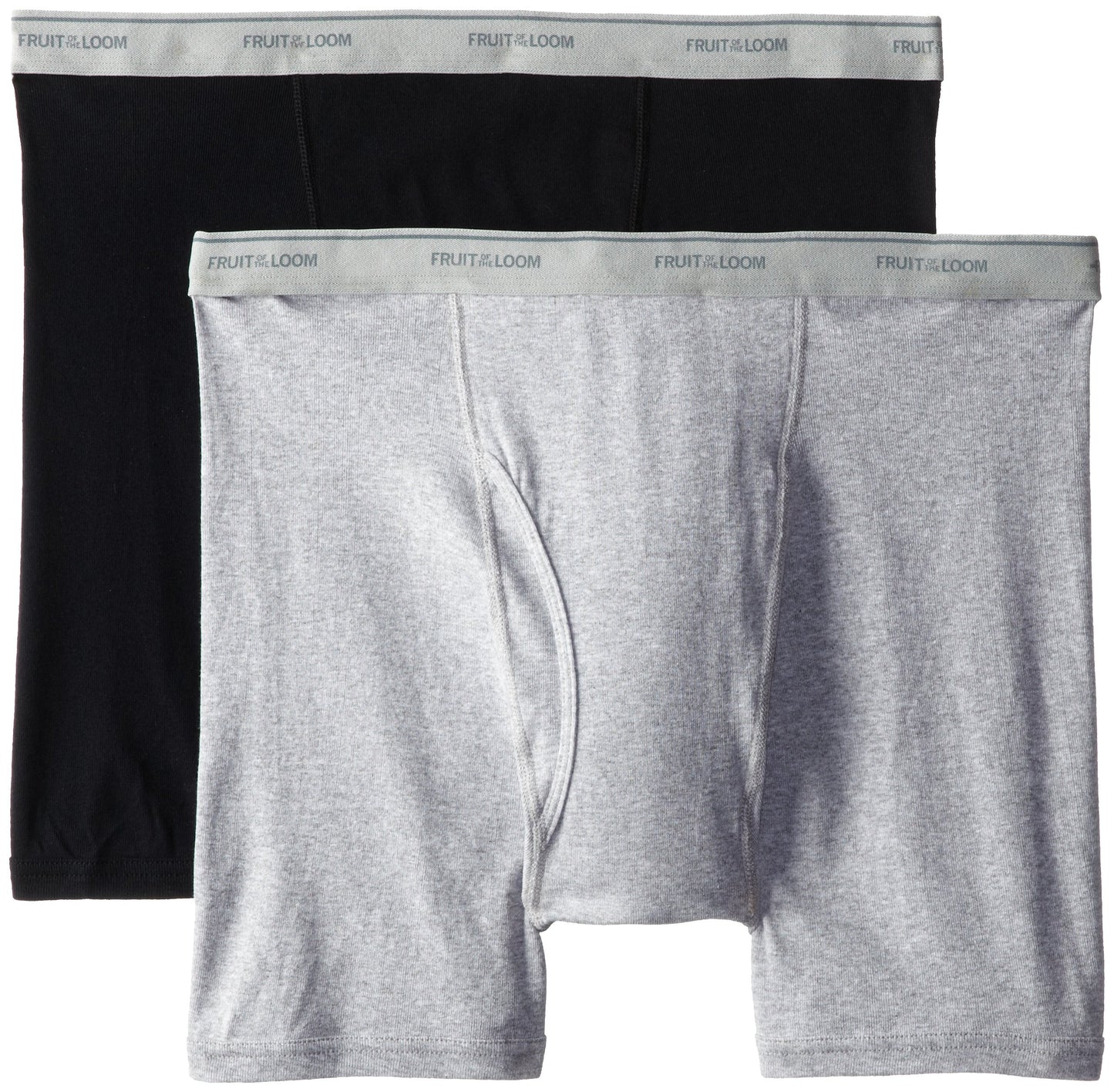 Fruit of the Loom Men's Big Man Black/Gray Boxer Brief(Pack of 2), Assorted, 4XB/54-56